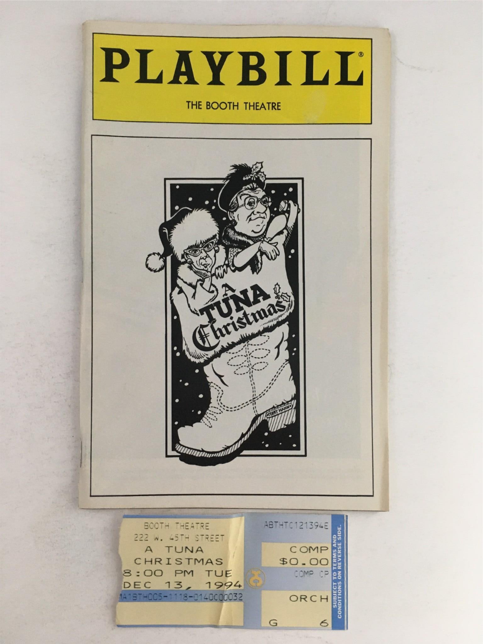 1994 Playbill A Tuna Christmas by Ed Howard, Joe Sears at Booth Theatre