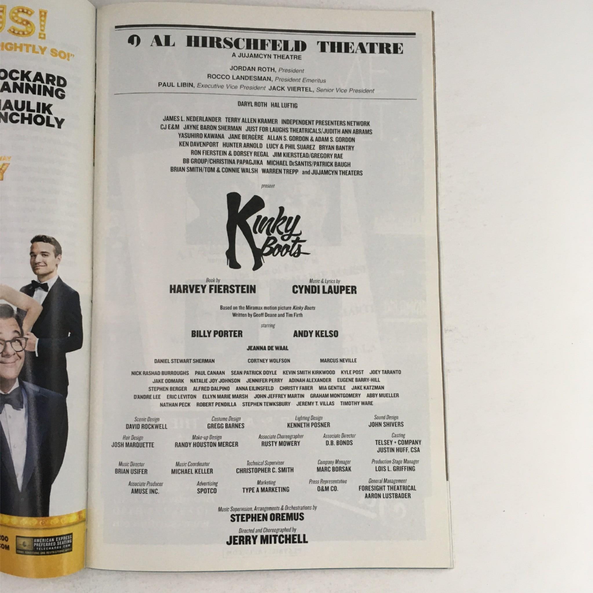 2015 Playbill Kinky Boots by Jerry Mitchell at Al Hirschfeld Theatre