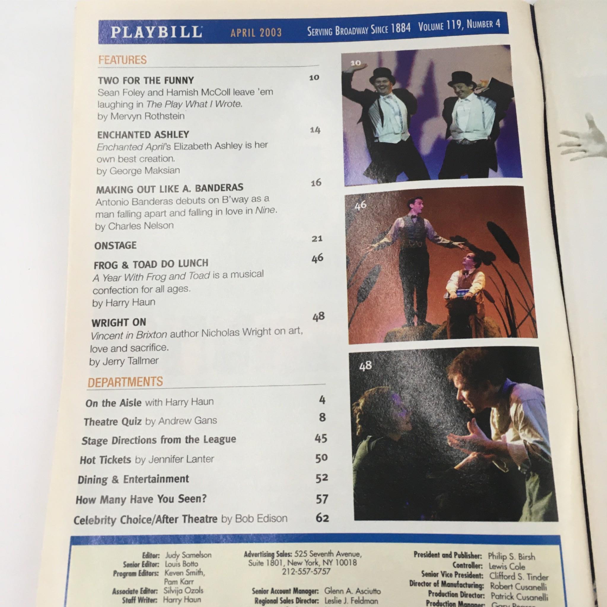 2003 Playbill Vincent in Brixton by Nicholas Wright at Golden Theatre