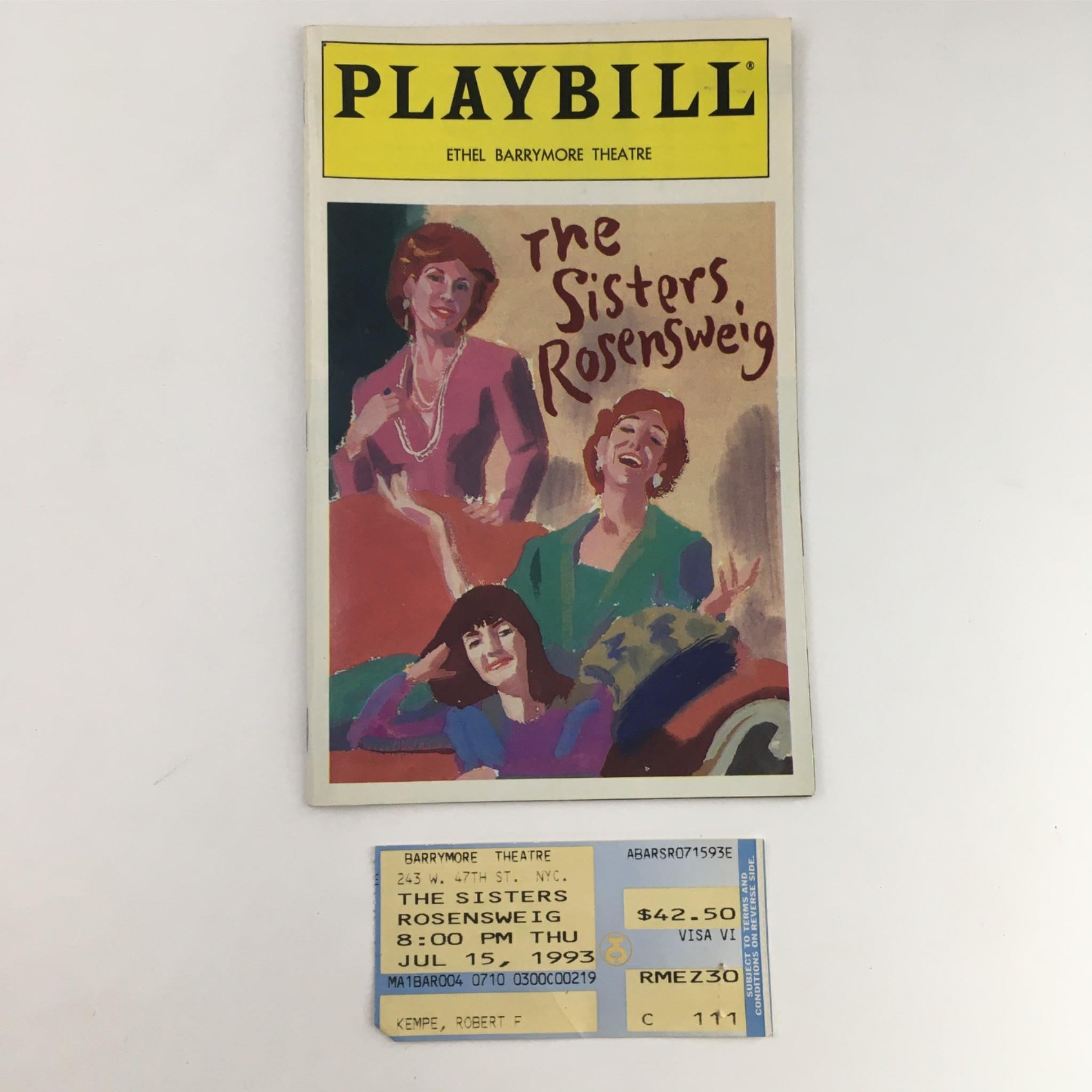 1993 Playbill The Sisters Rosensweig by Wendy Wassertein Ethel Barrymore Theatre