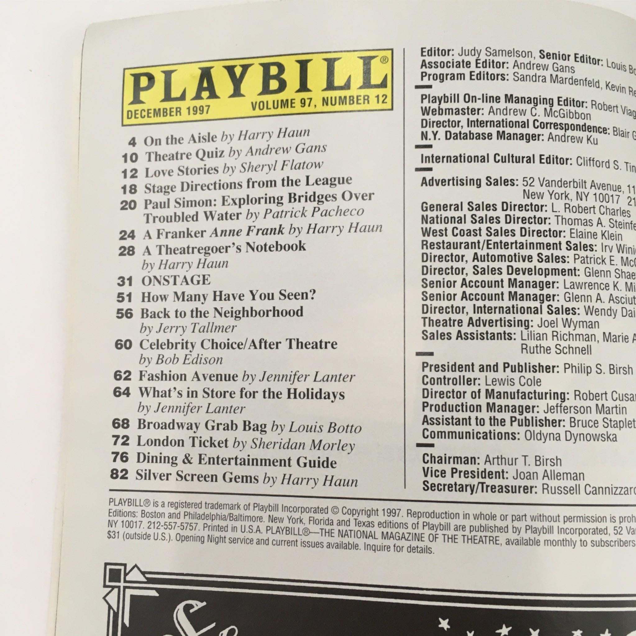 1997 Playbill Ivanov by Anton Chekhov, David Hare at Lincoln Center Theatre