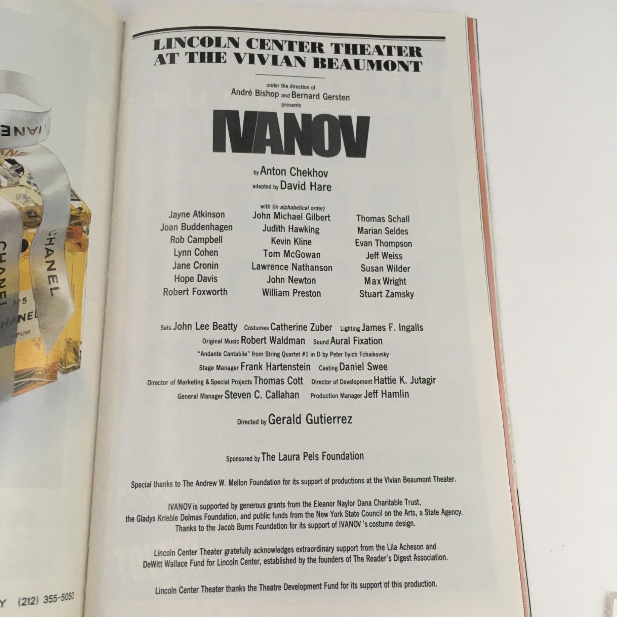 1997 Playbill Ivanov by Anton Chekhov, David Hare at Lincoln Center Theatre