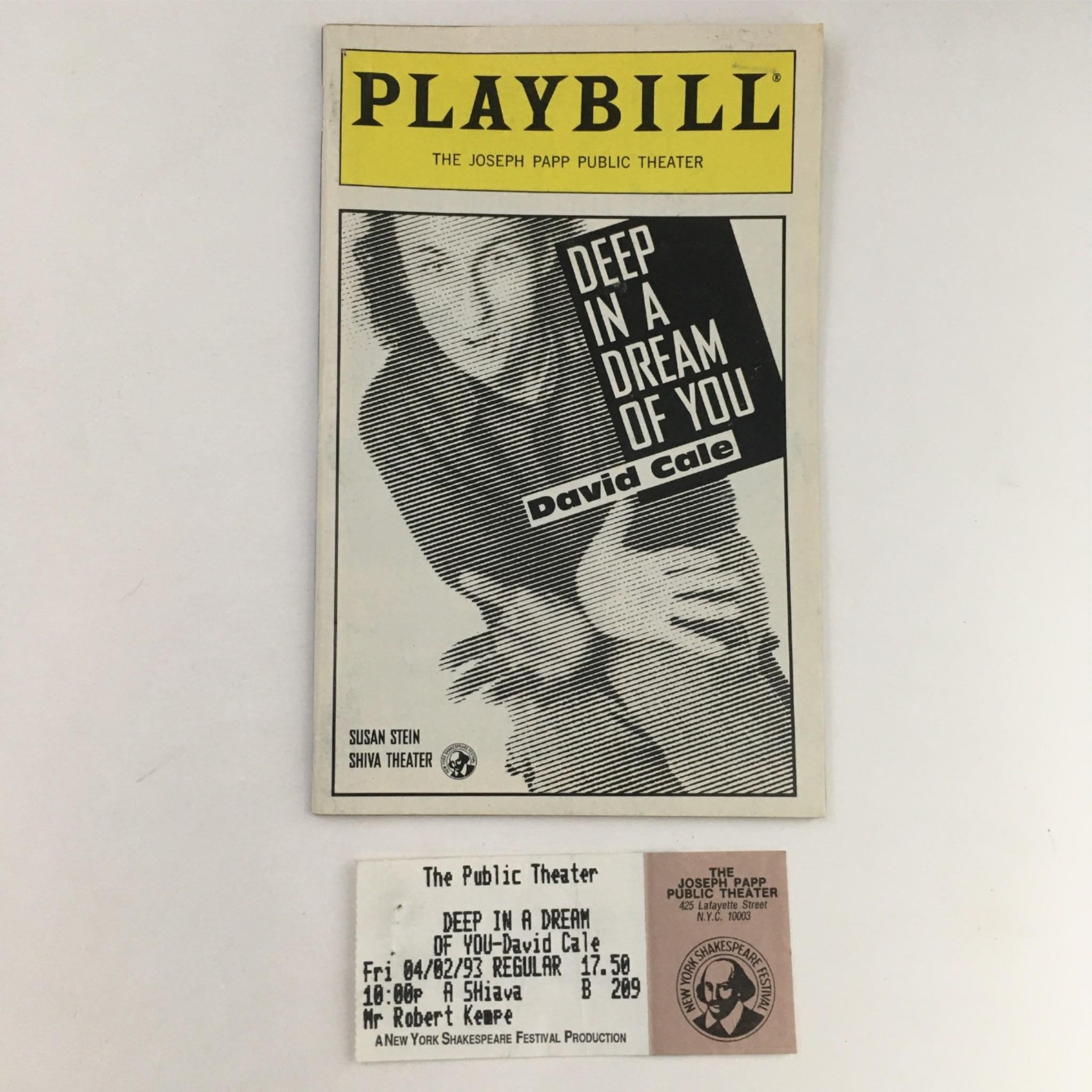 1993 Playbill Deep In A Dream Of You by David Petrarca, David Cale