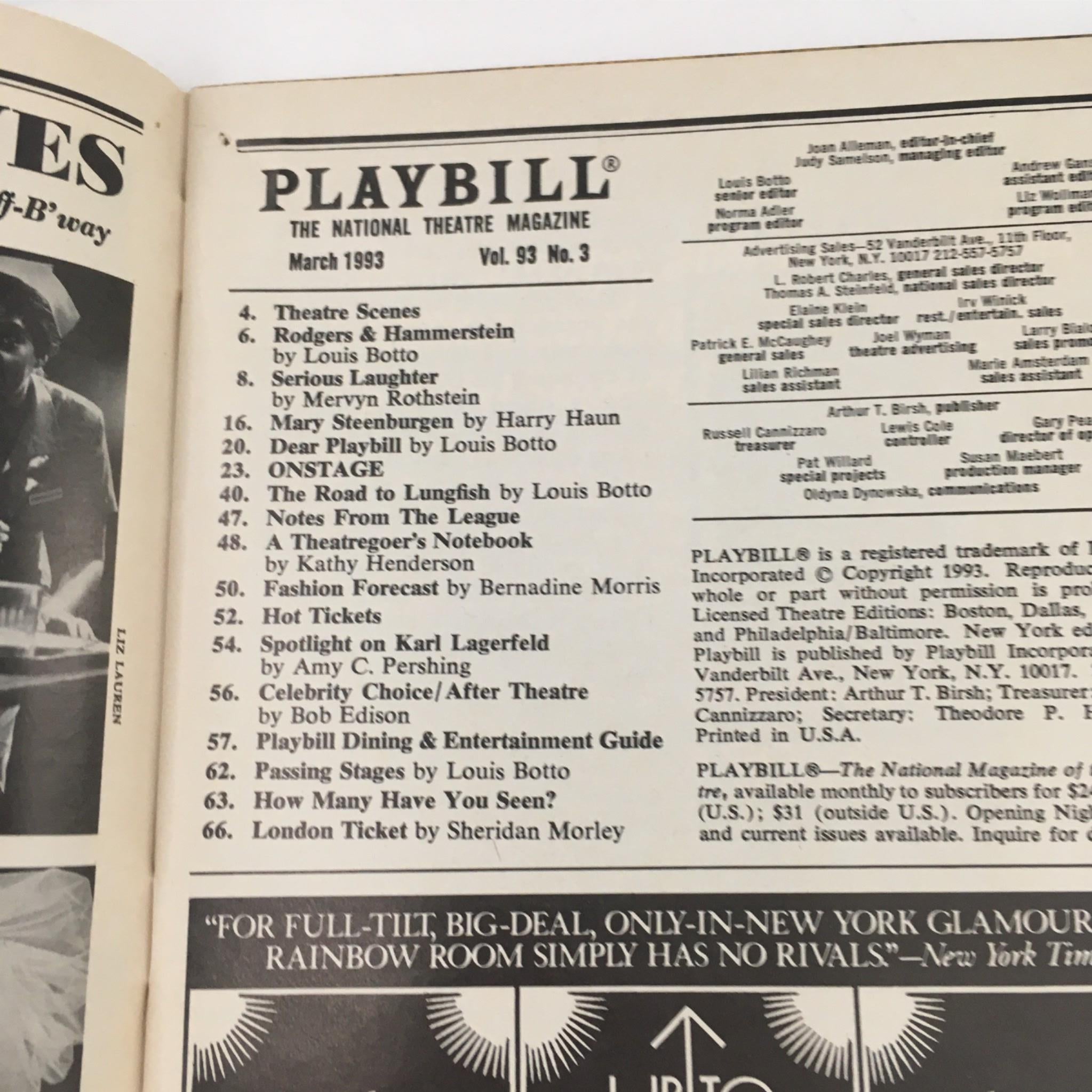 1993 Playbill Deep In A Dream Of You by David Petrarca, David Cale