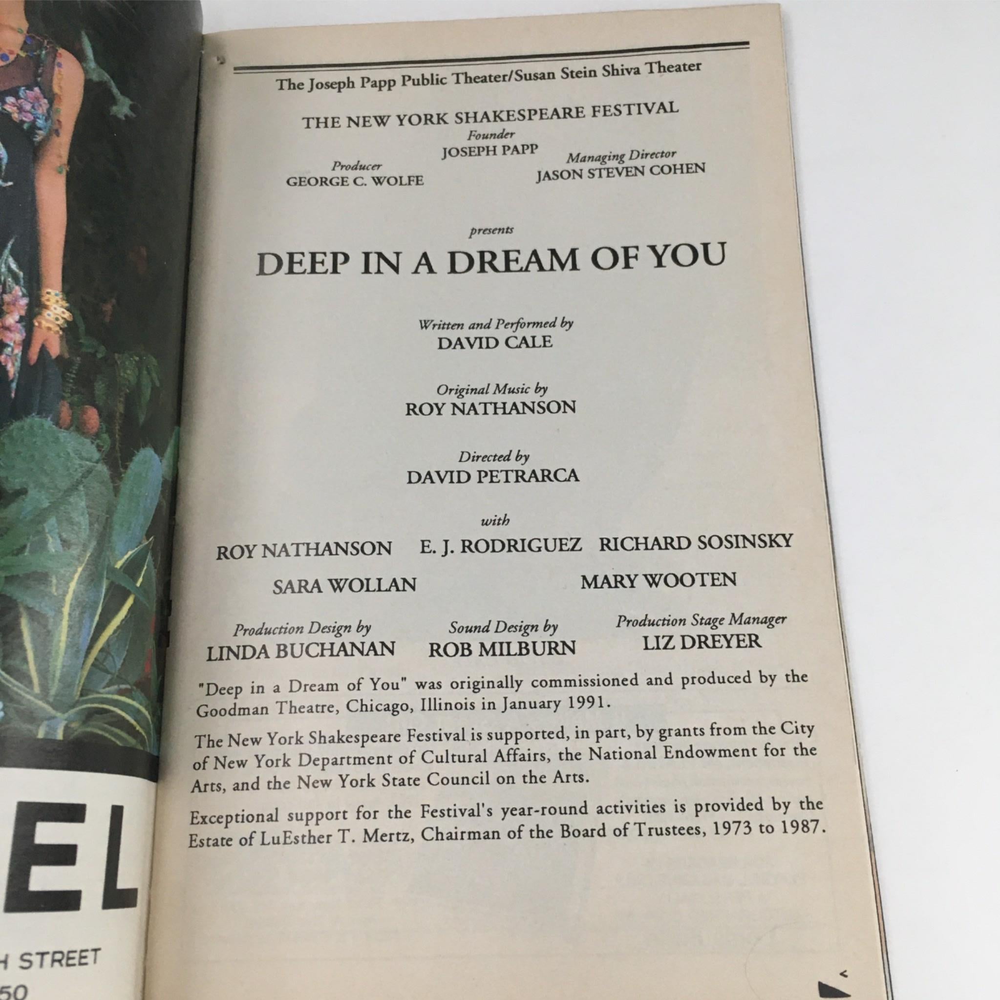 1993 Playbill Deep In A Dream Of You by David Petrarca, David Cale