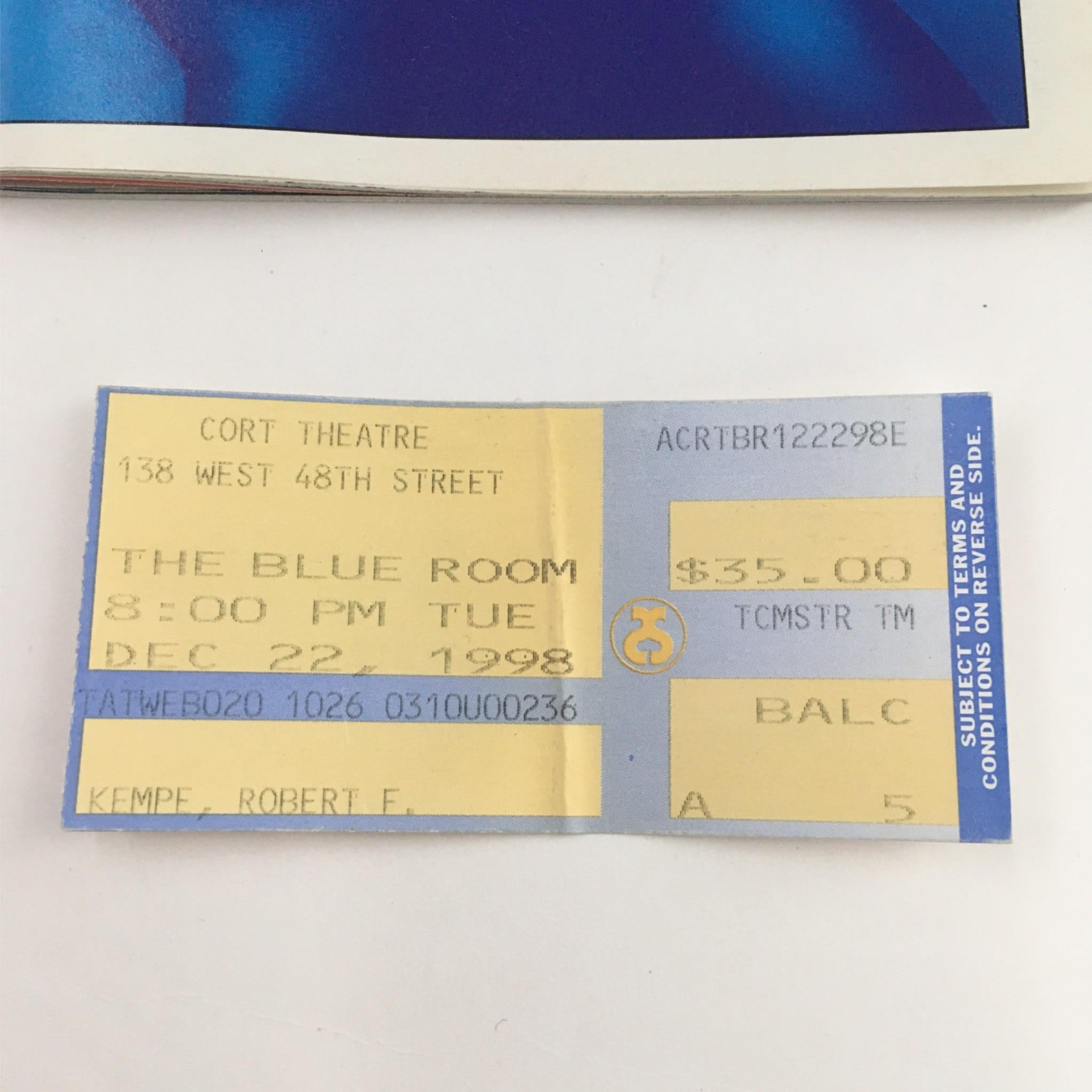 1998 Playbill The Blue Room by Nicole Kidman, Iain Glenn at Cort Theatre