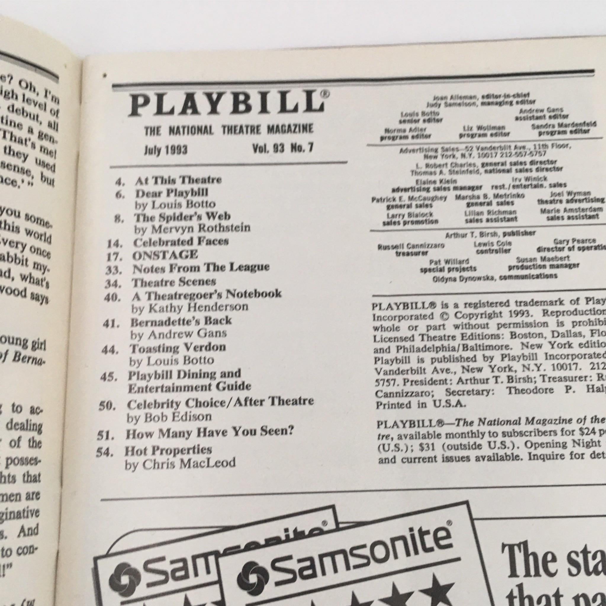 1993 Playbill She Loves Me by Scott Ellis at Criterion Center Stage Right