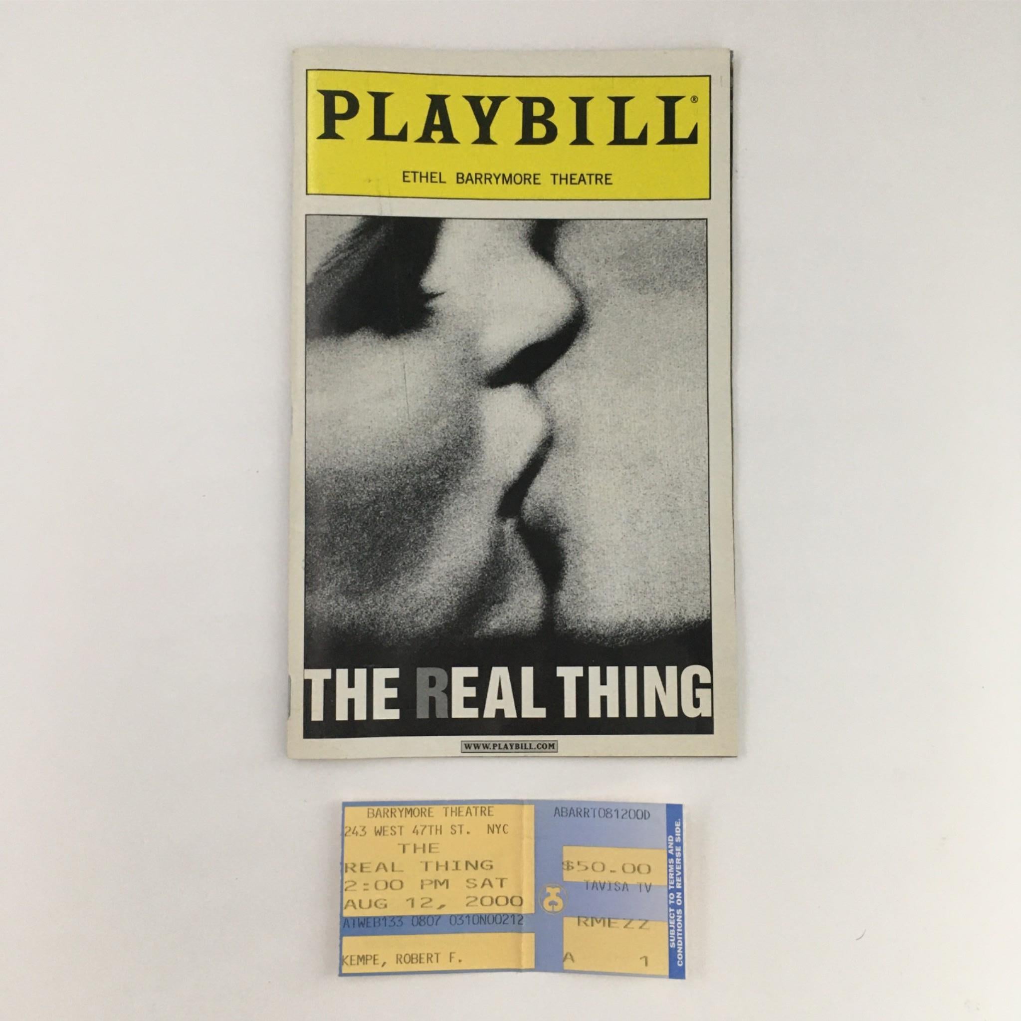 2000 Playbill The Real Thing by Tom Stoppard, David Leveaux at Ethel Barrymore