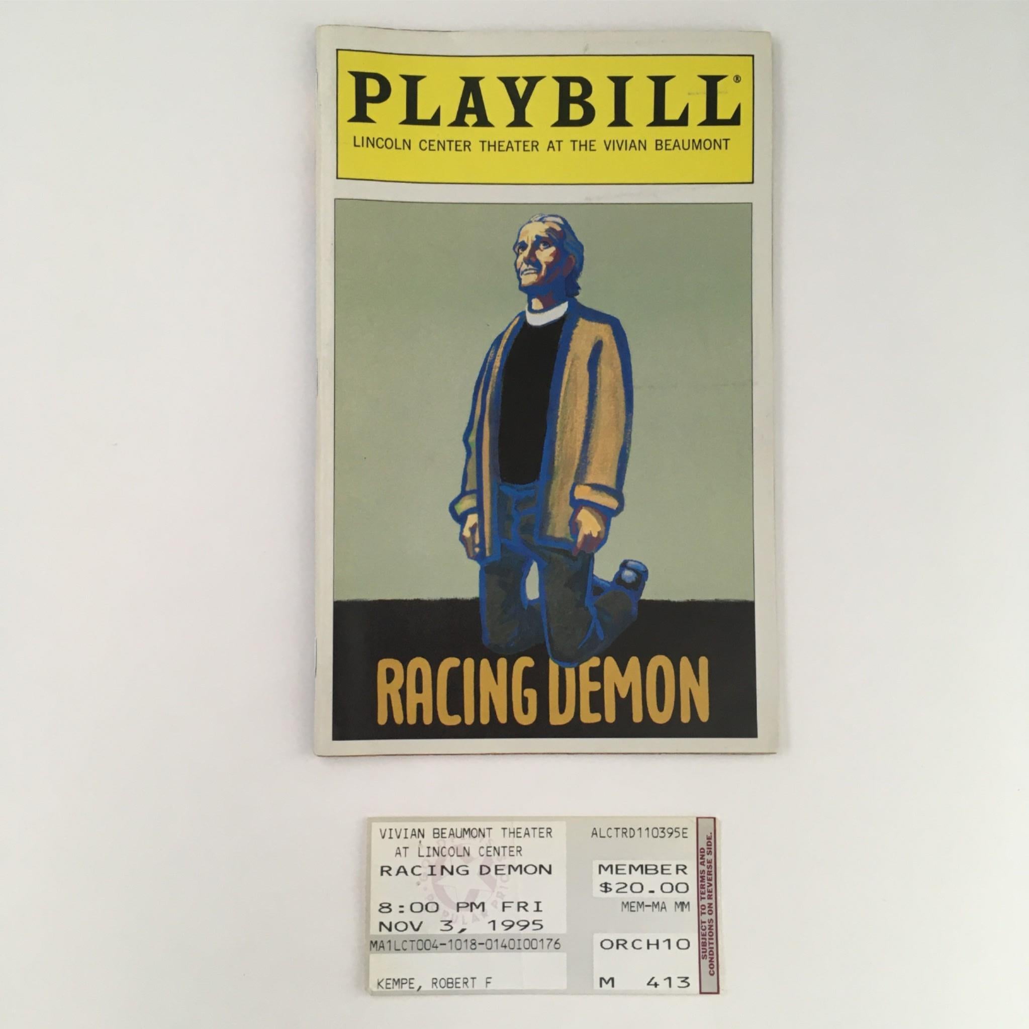 1995 Playbill Racing Demon by David Hare, Richard Eyre at Lincoln Center Theatre