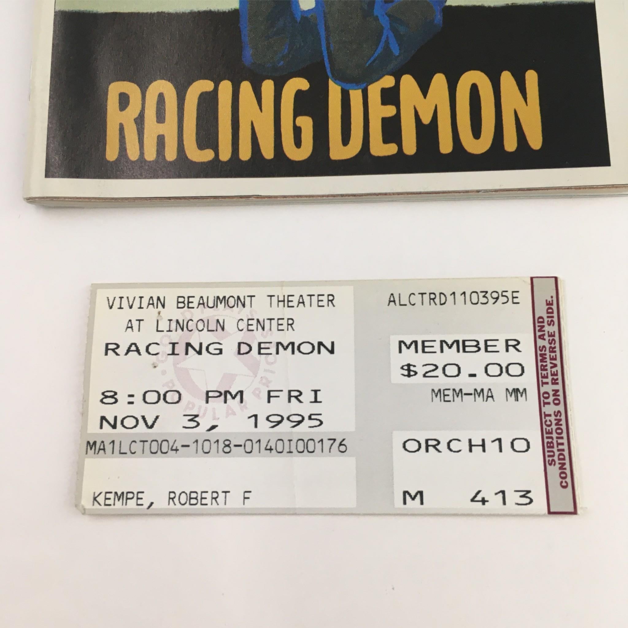 1995 Playbill Racing Demon by David Hare, Richard Eyre at Lincoln Center Theatre