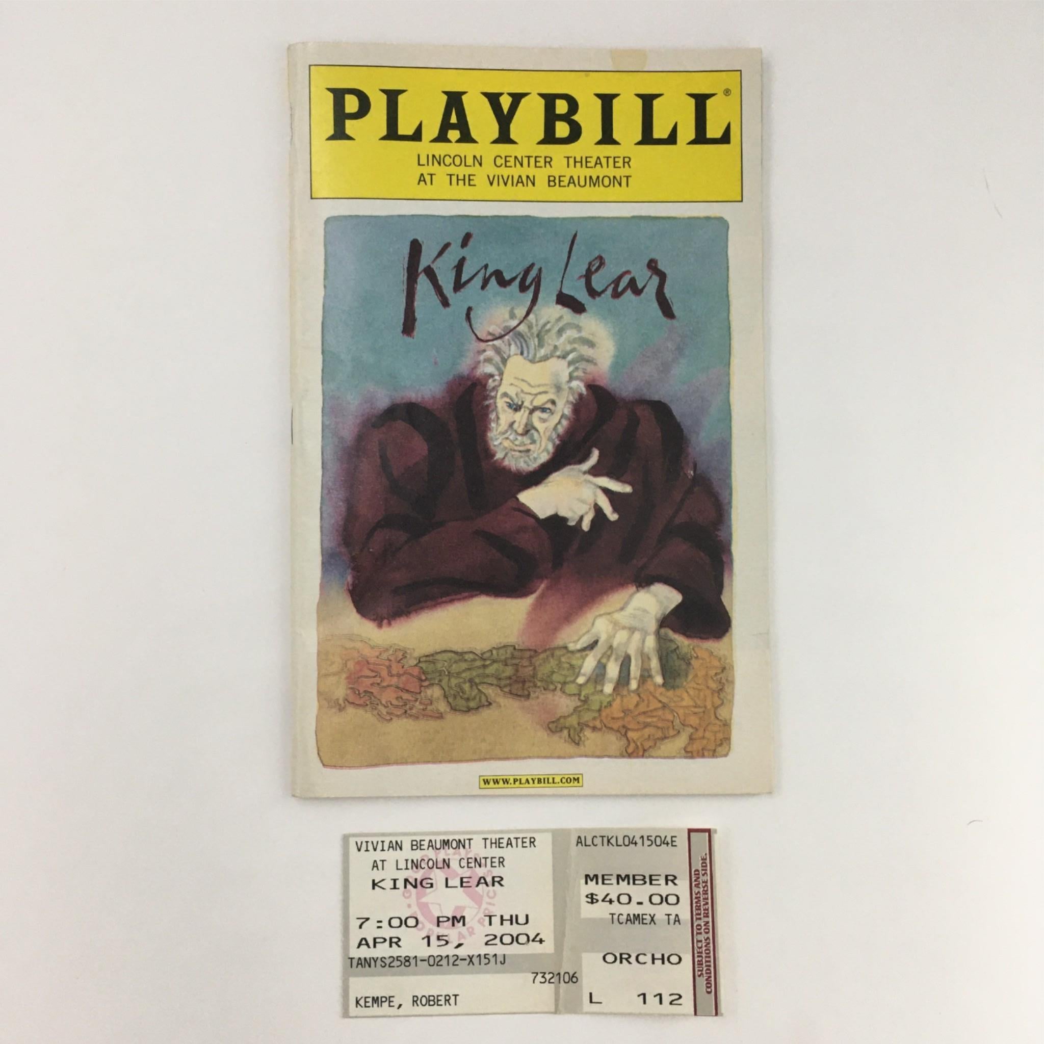 2004 Playbill King Lear by Jonathan Miller at Lincoln Center Theatre