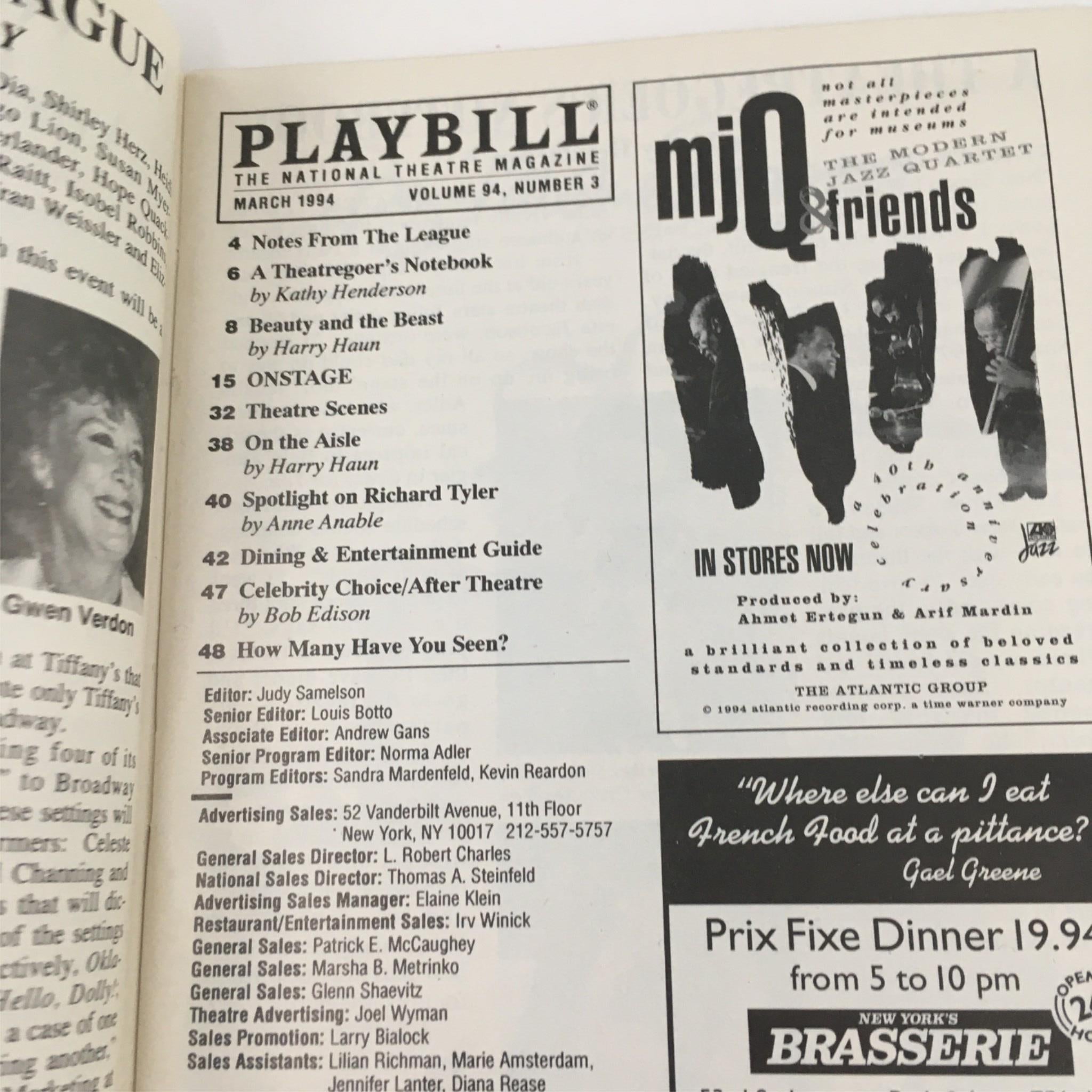 1994 Playbill Crazy For You by Mike Ockrent at Sam S. Shubert Theatre