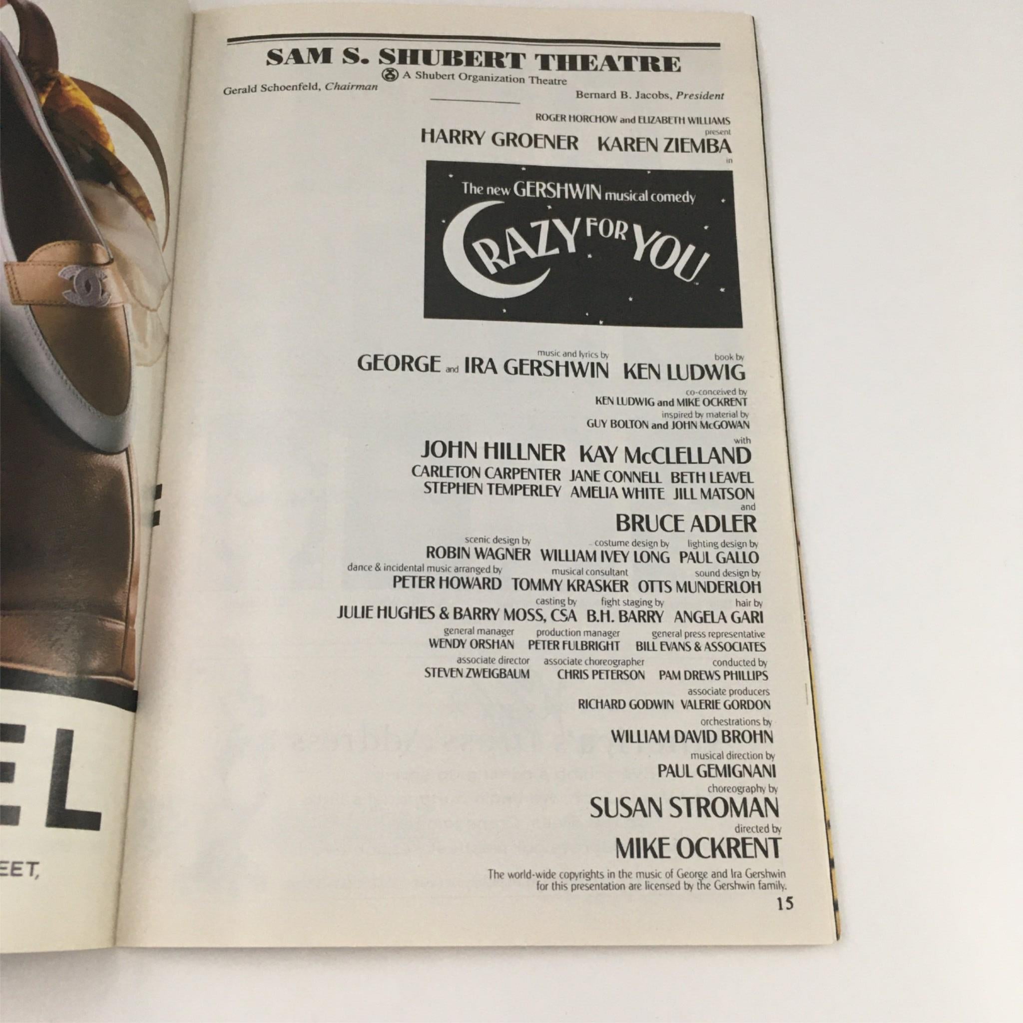 1994 Playbill Crazy For You by Mike Ockrent at Sam S. Shubert Theatre