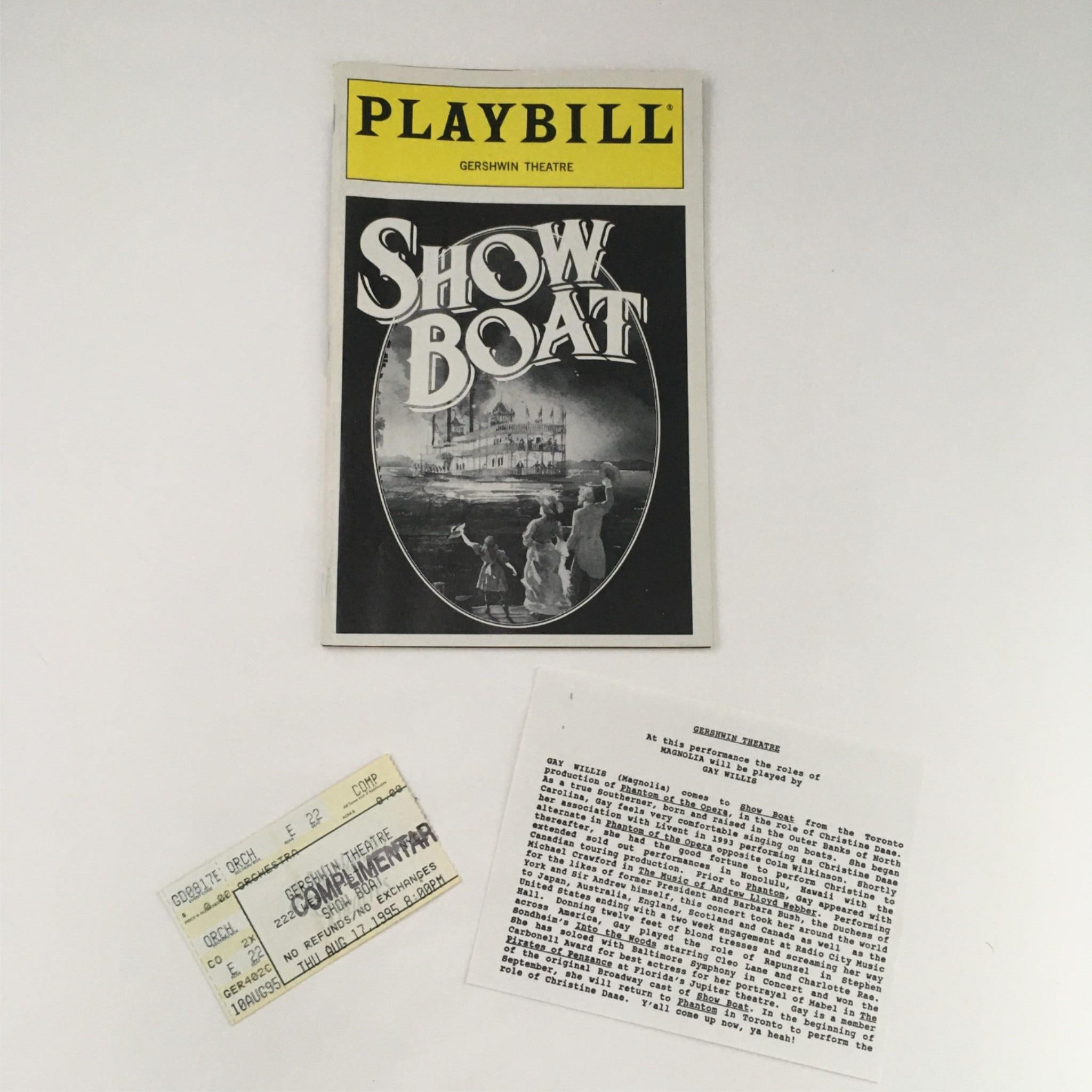 1995 Playbill Show Boat by Harold Prince at Gershwin Theatre with Ticket