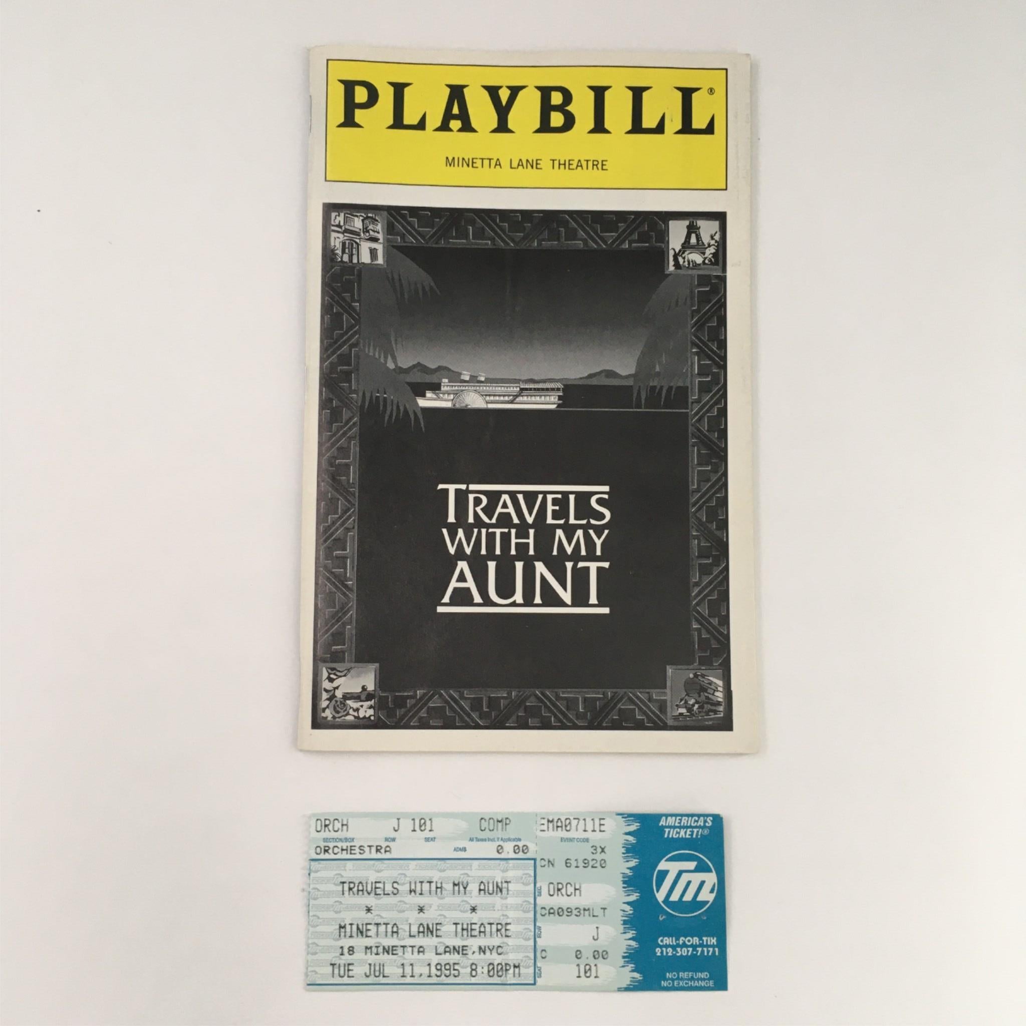 1995 Playbill Travels with my Aunt by Jim Dale, Brian Murray at Minetta Lane