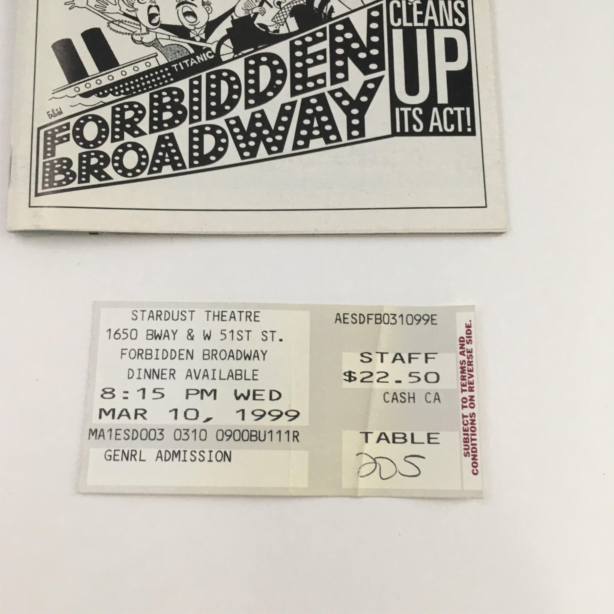 1999 Playbill Forbidden Broadway Cleans Up Its Act! by Gerard Allessandrini