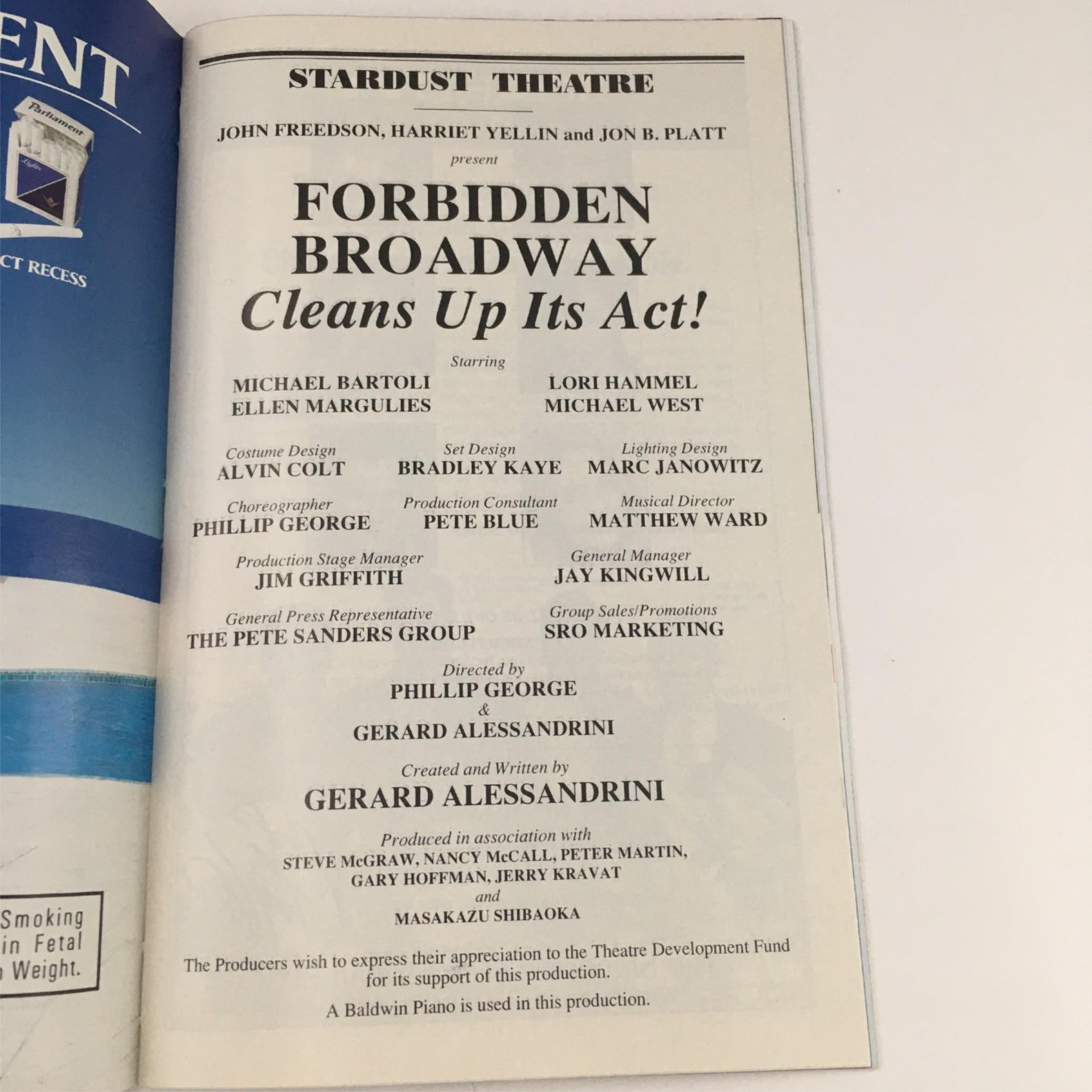 1999 Playbill Forbidden Broadway Cleans Up Its Act! by Gerard Allessandrini