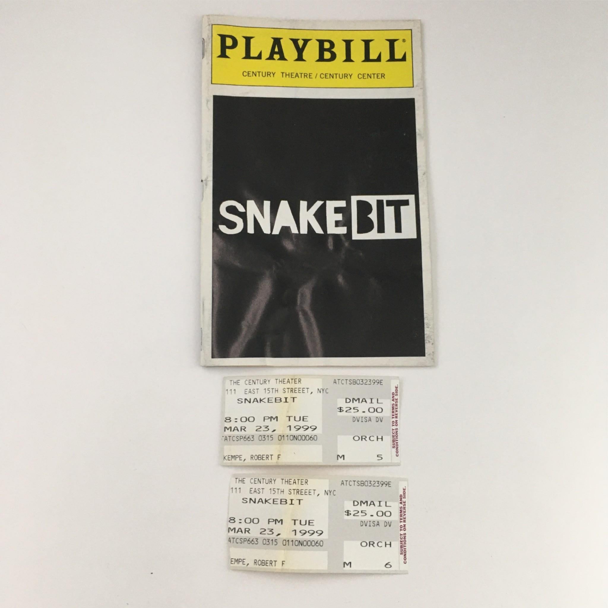 1999 Playbill Snakebit by David Marshall Grant at Century Theatre