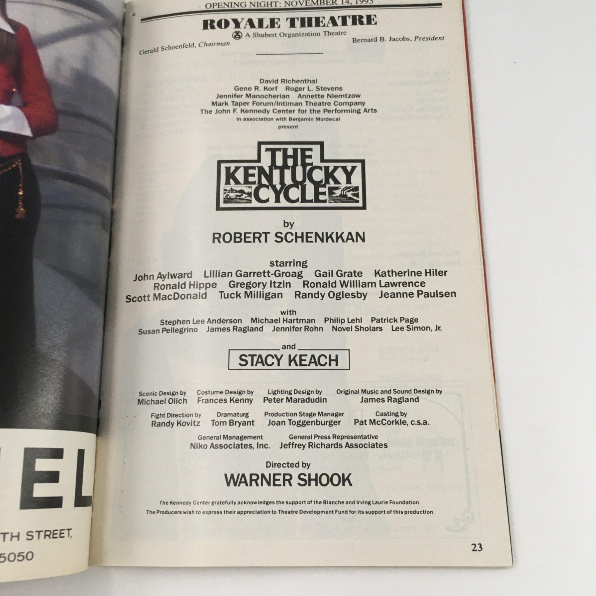 1993 Playbill The Kentucky Cycle by Robert Schenkkan at Royal Theatre