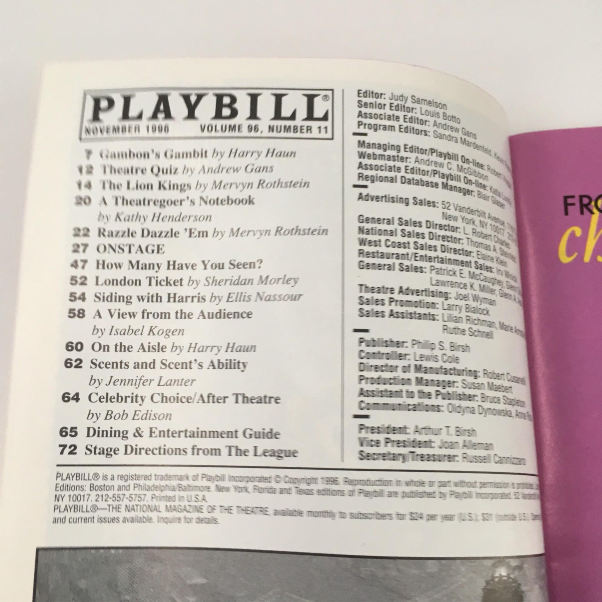 1996 Playbill Cakewalk by Peter Feibleman, Marshall Mason, Variety Arts Theatre