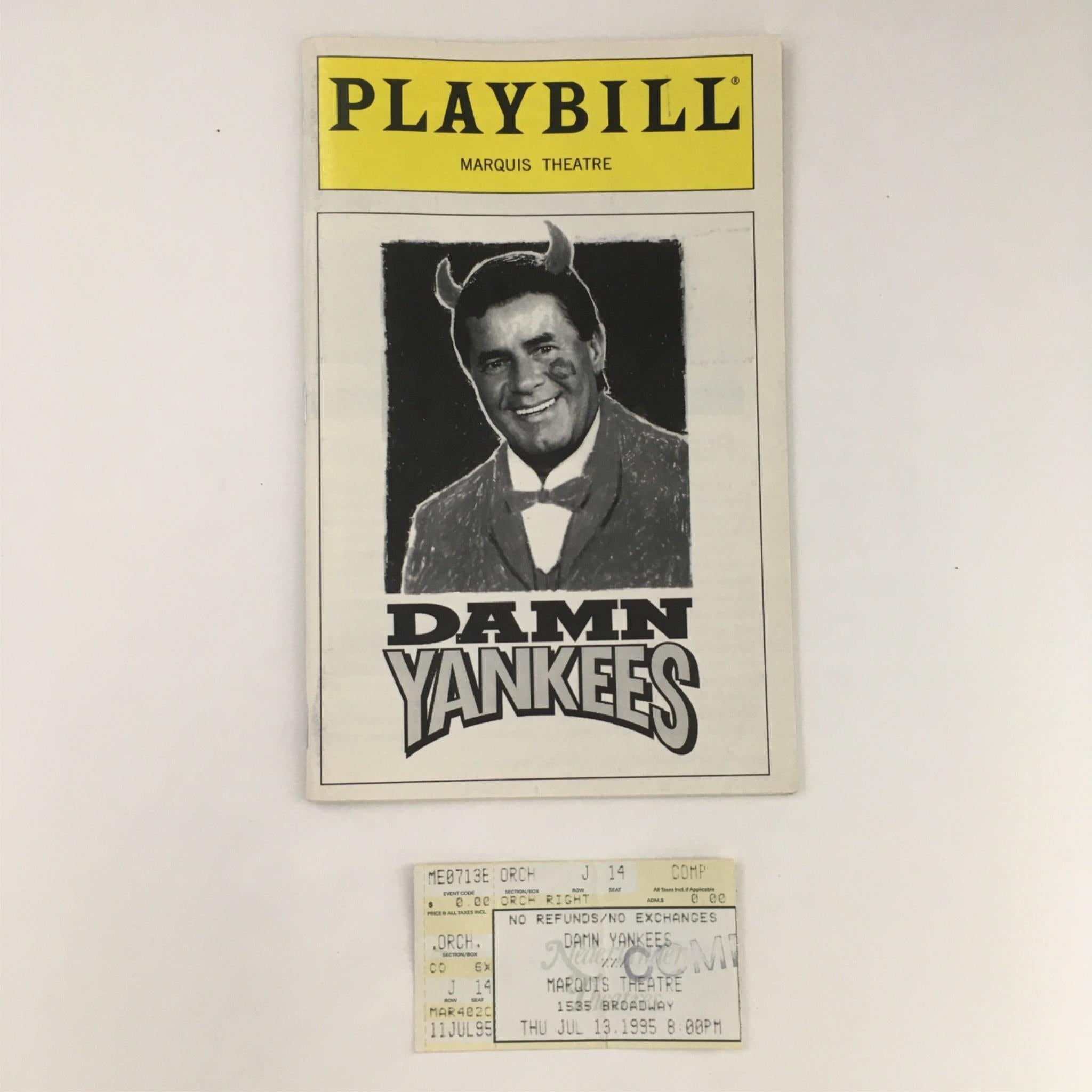 1995 Playbill Damn Yankees by Charlotte d'Ambrose at Marquis Theatre with Ticket