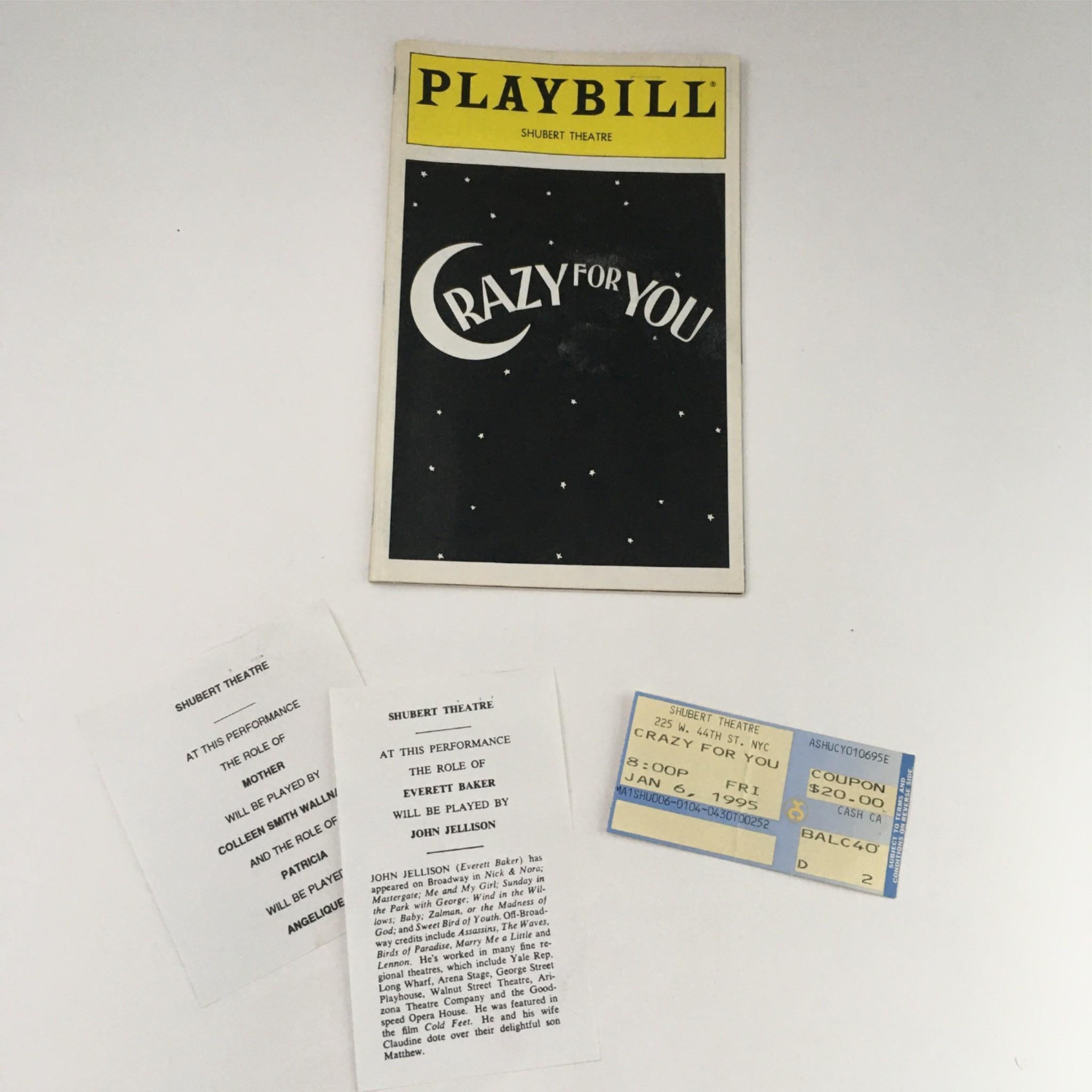 1995 Playbill Crazy For You by James Brennan, Karen Ziemba at Sam S Shubert