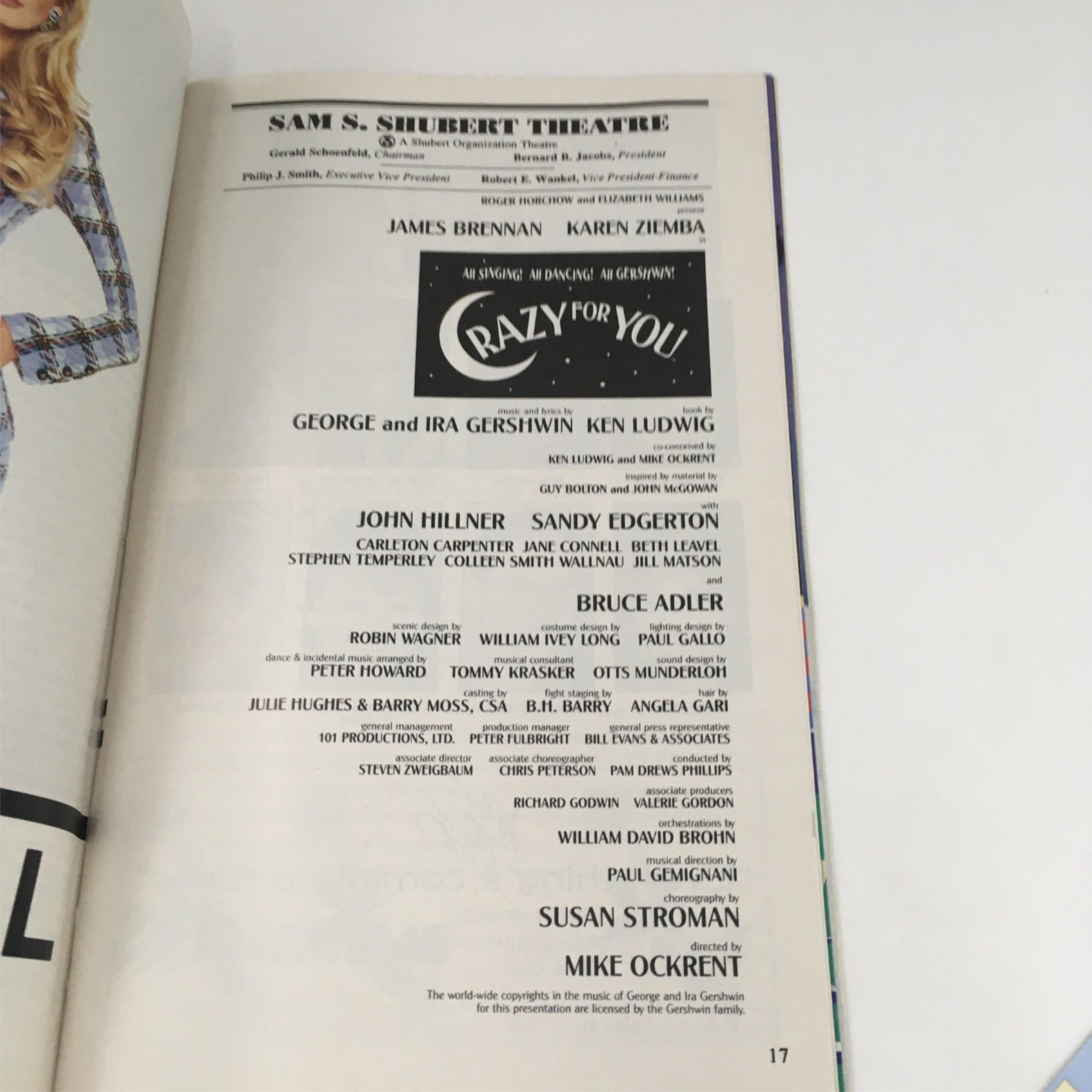 1995 Playbill Crazy For You by James Brennan, Karen Ziemba at Sam S Shubert