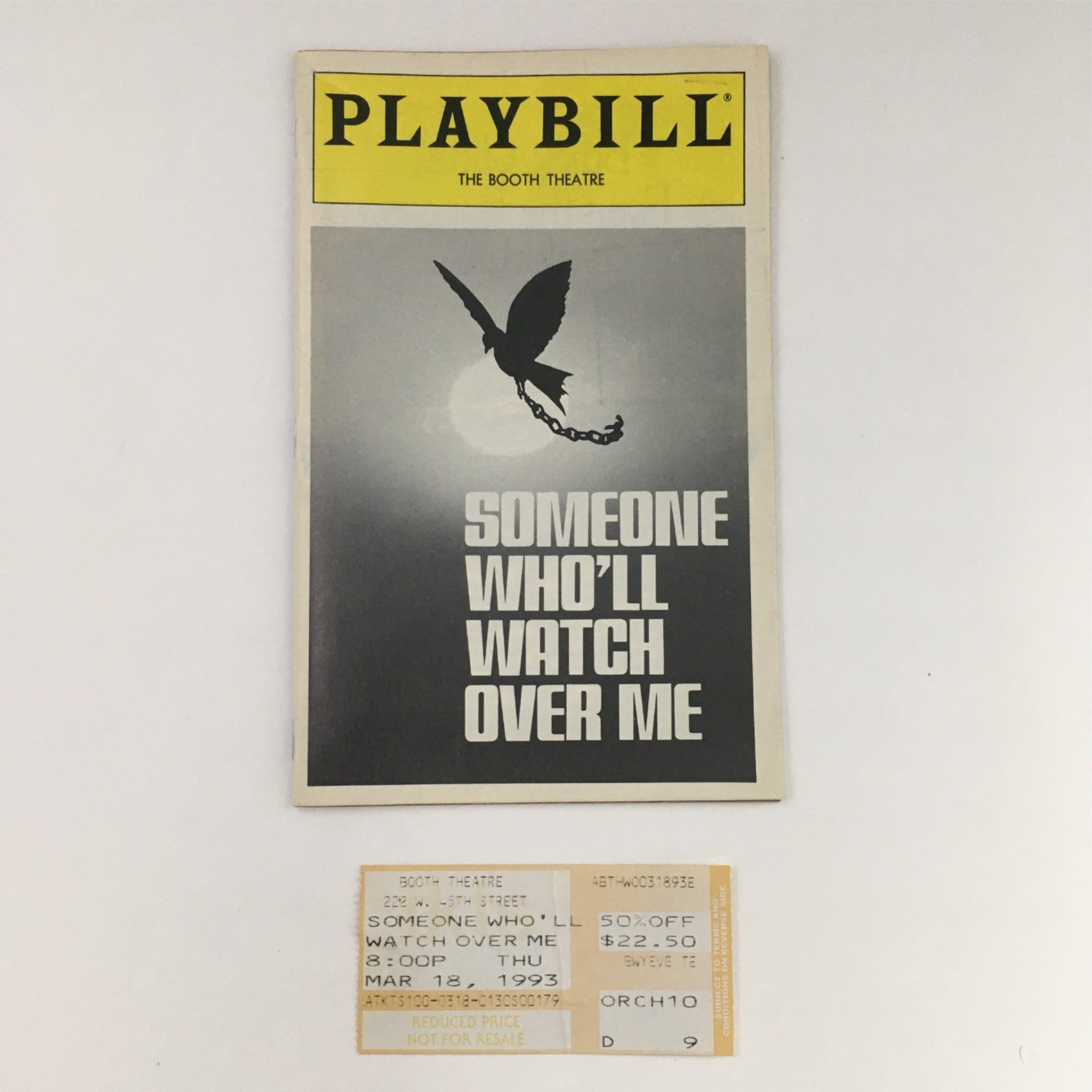 1993 Playbill Someone Who'll Watch Over Me by Frank McGuinness, Robin Lefevre