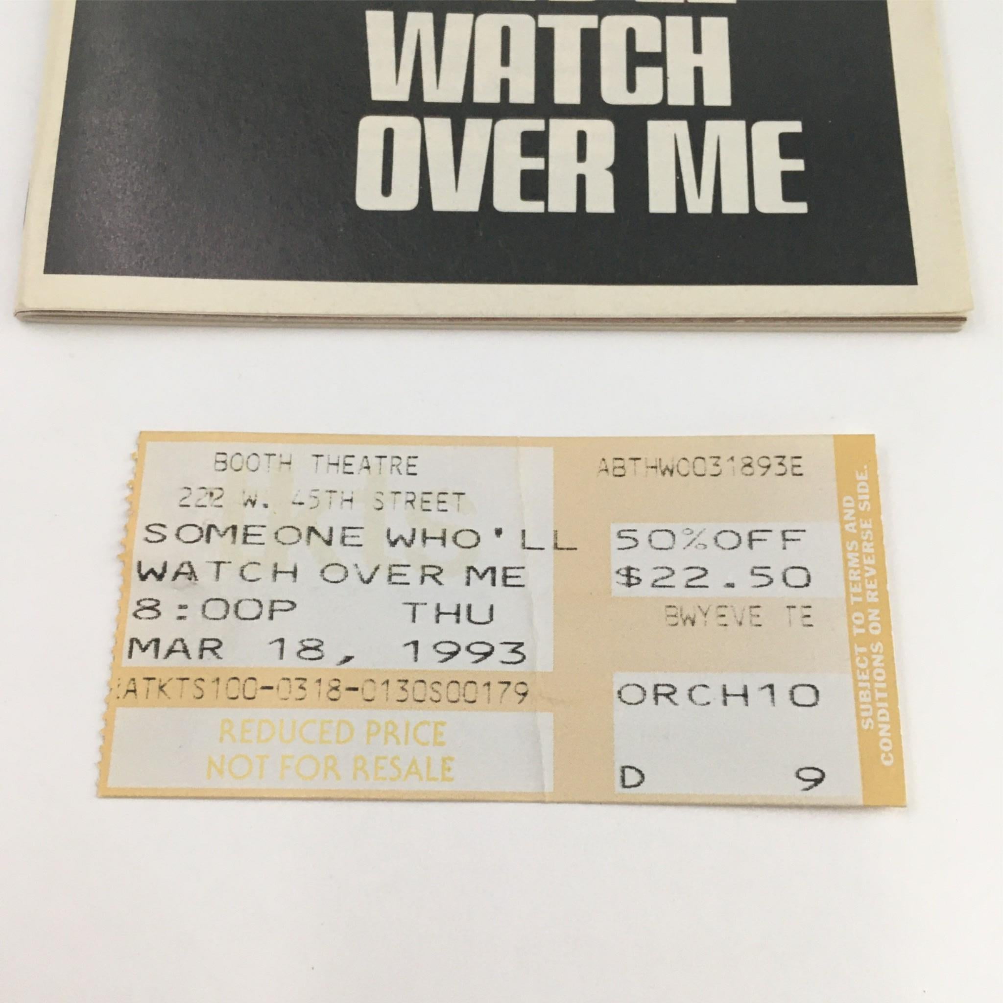 1993 Playbill Someone Who'll Watch Over Me by Frank McGuinness, Robin Lefevre