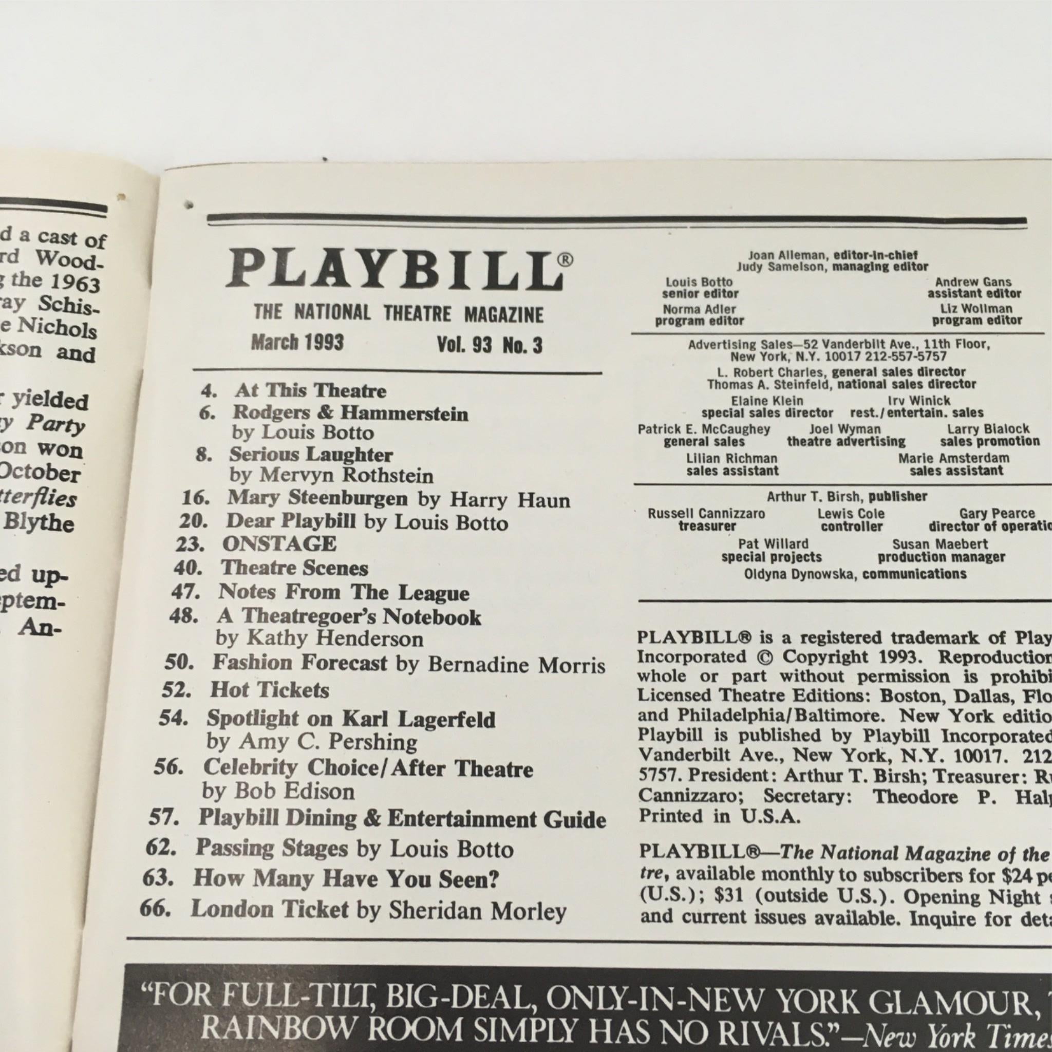 1993 Playbill Someone Who'll Watch Over Me by Frank McGuinness, Robin Lefevre