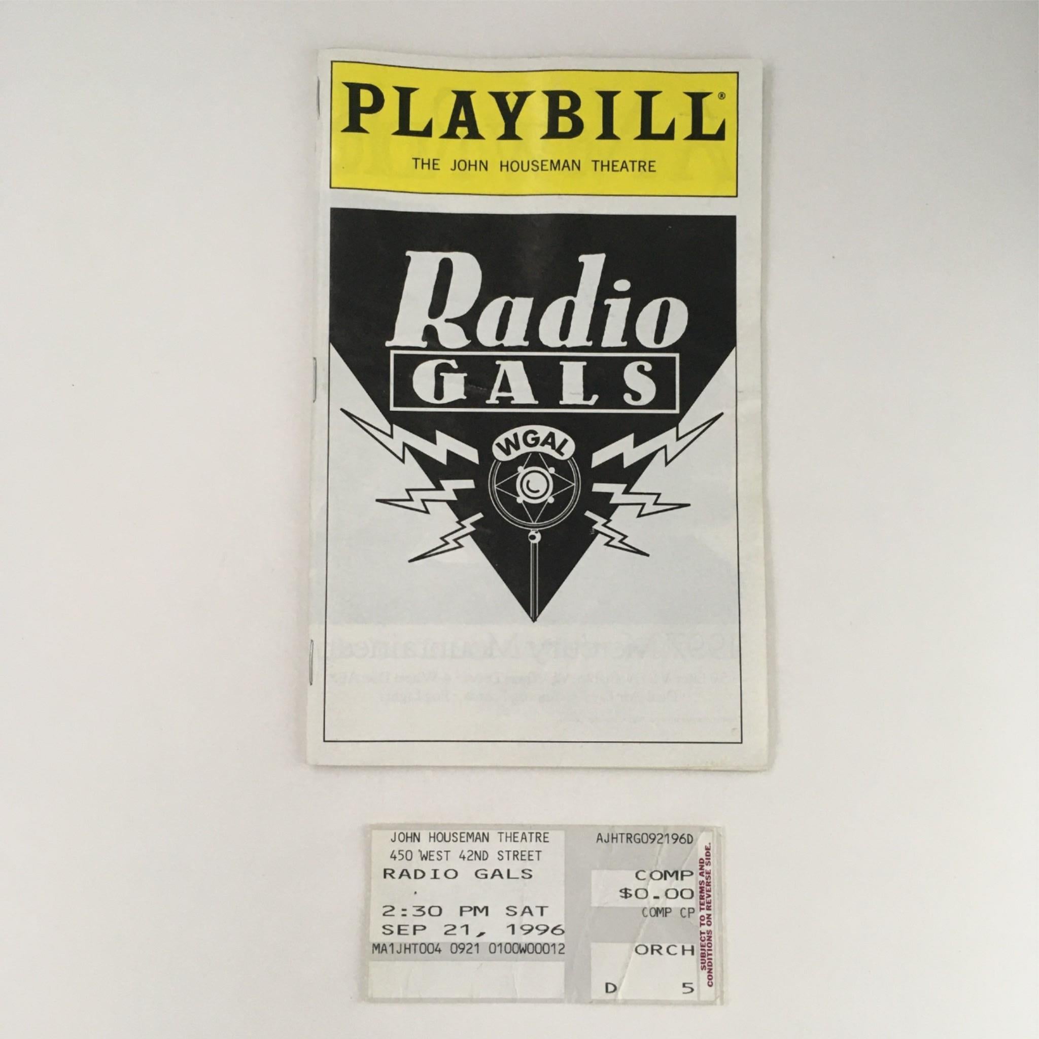 1996 Playbill Radio Gals by Marcia Milgrom Dodge at John Houseman Theatre