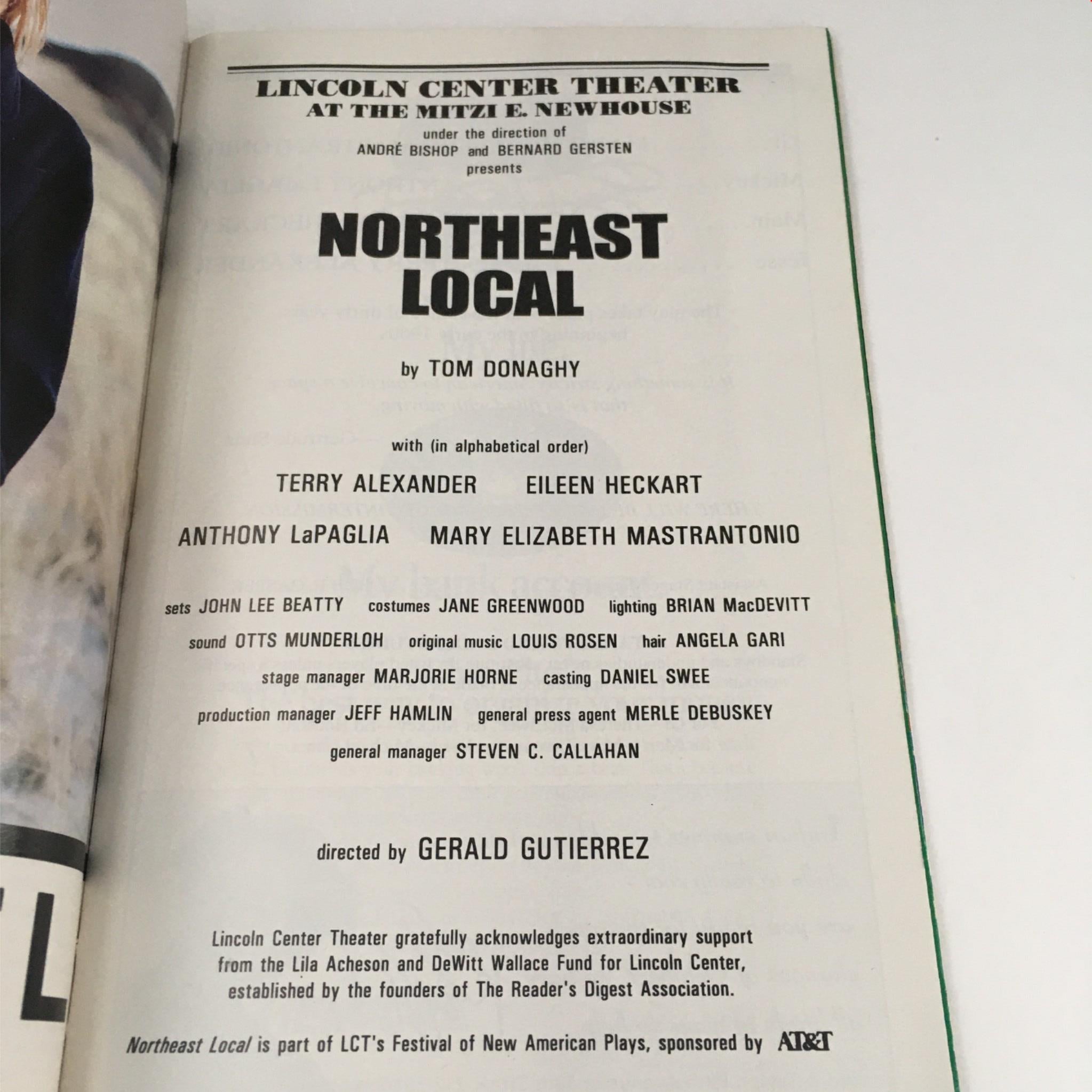 1995 Playbill Northeast Local by Tom Donaghy, Gerald Gutierrez at Lincoln Center