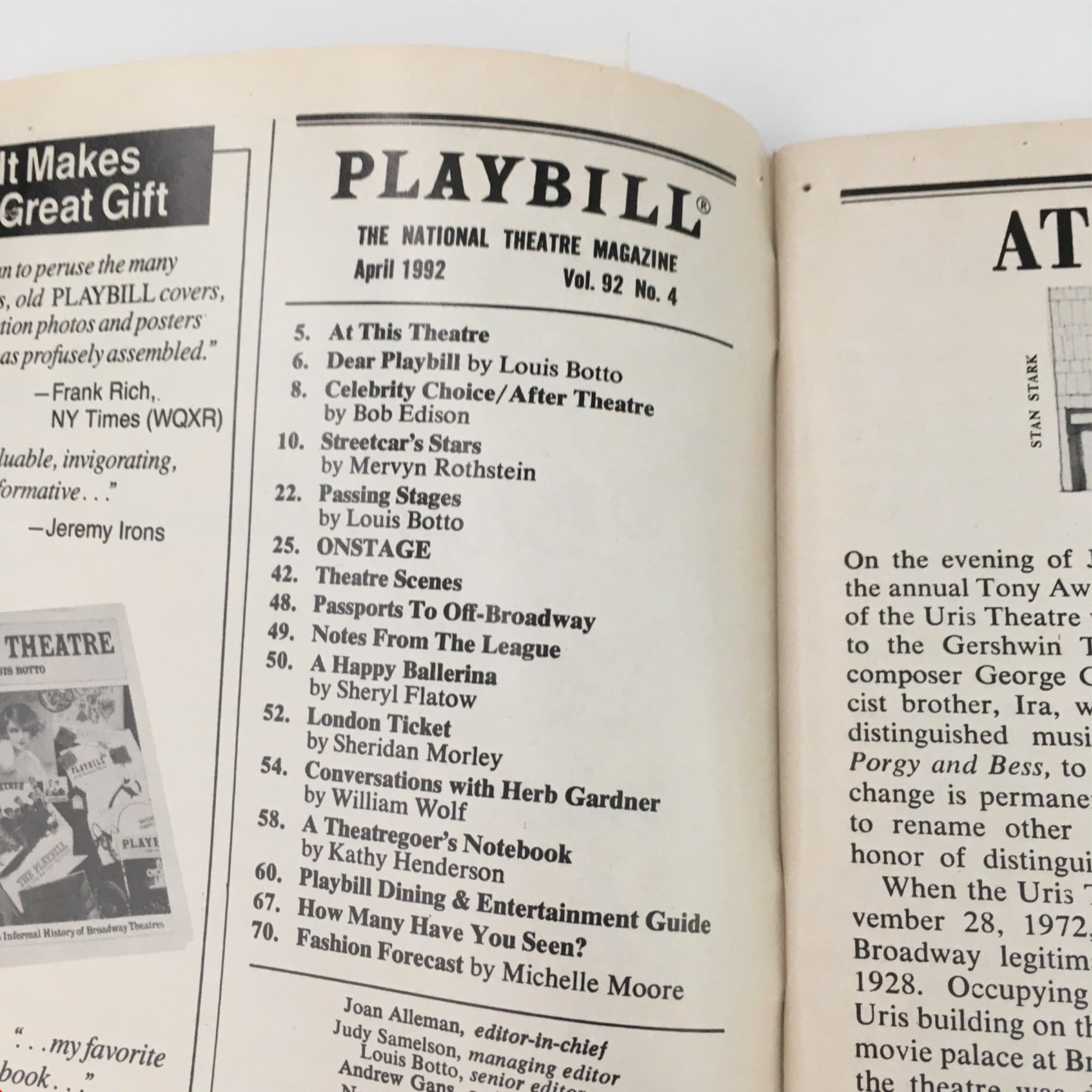 1992 Playbill Grand Hotel The Musical by Tommy Tune at Gershwin Theatre