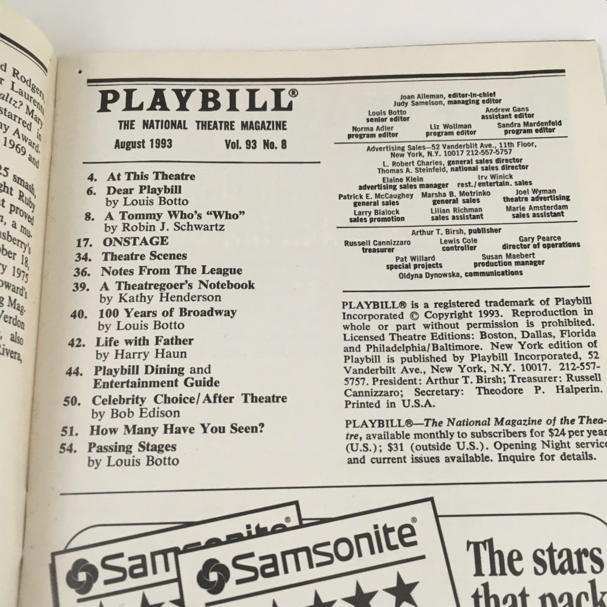 1993 Playbill Fool Moon Bill Irwin and David Shiner at Richard Rodgers Theatre