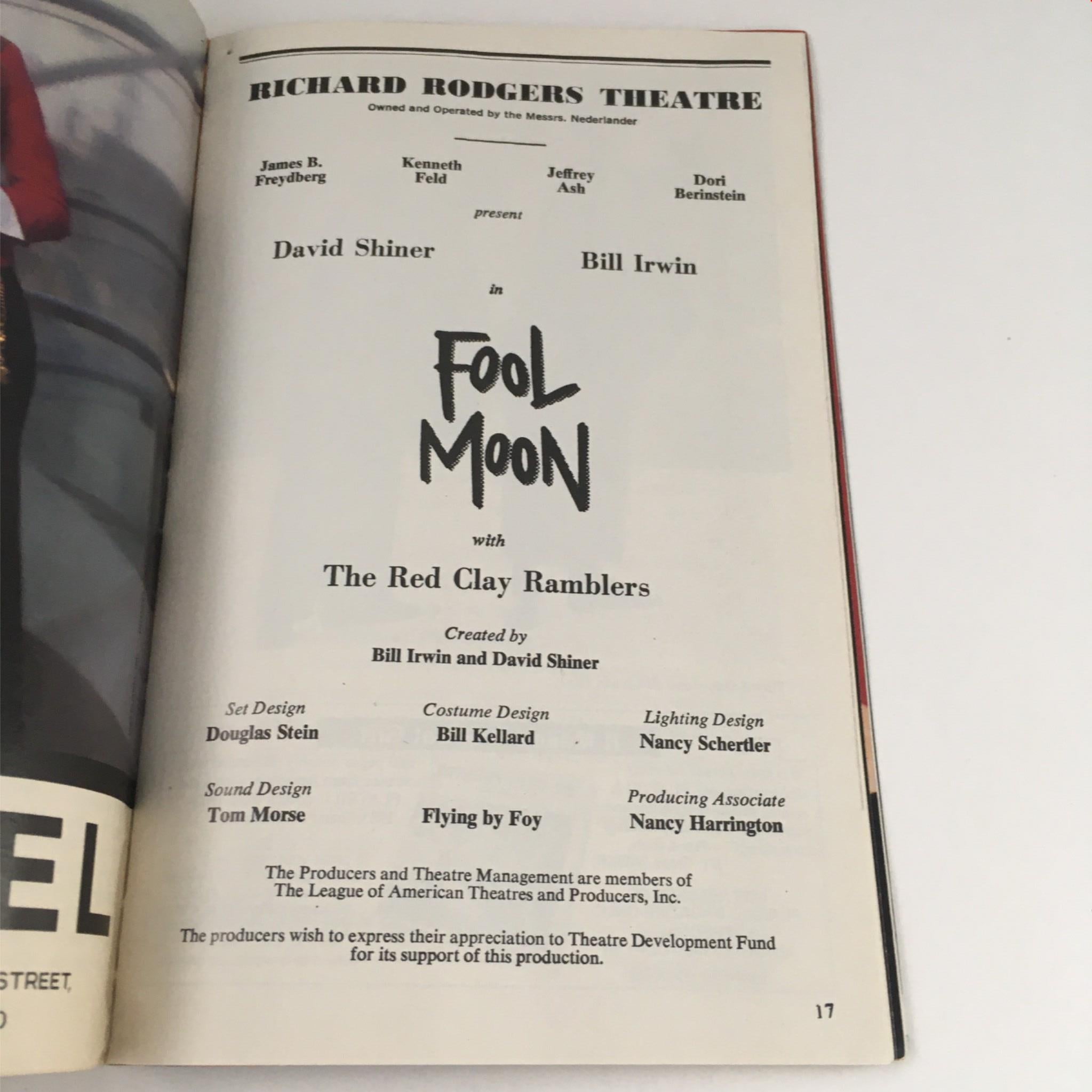 1993 Playbill Fool Moon Bill Irwin and David Shiner at Richard Rodgers Theatre