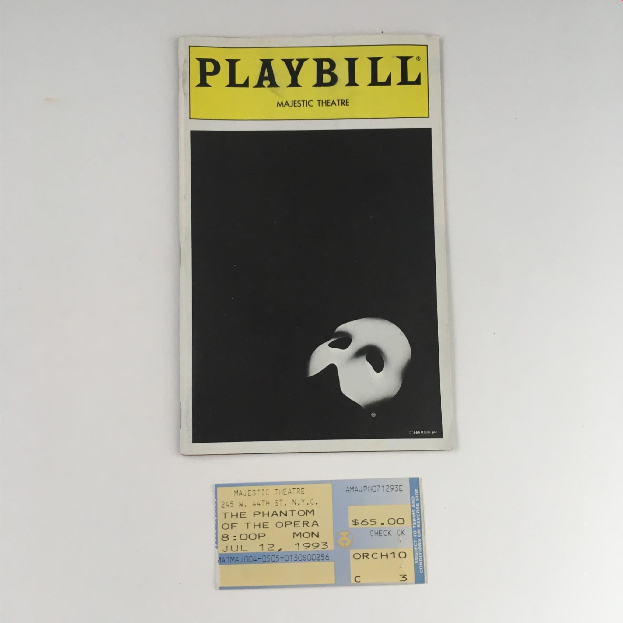 1993 Playbill The Phantom Of The Opera by Marcuss Lovett, Mary D'Arcy