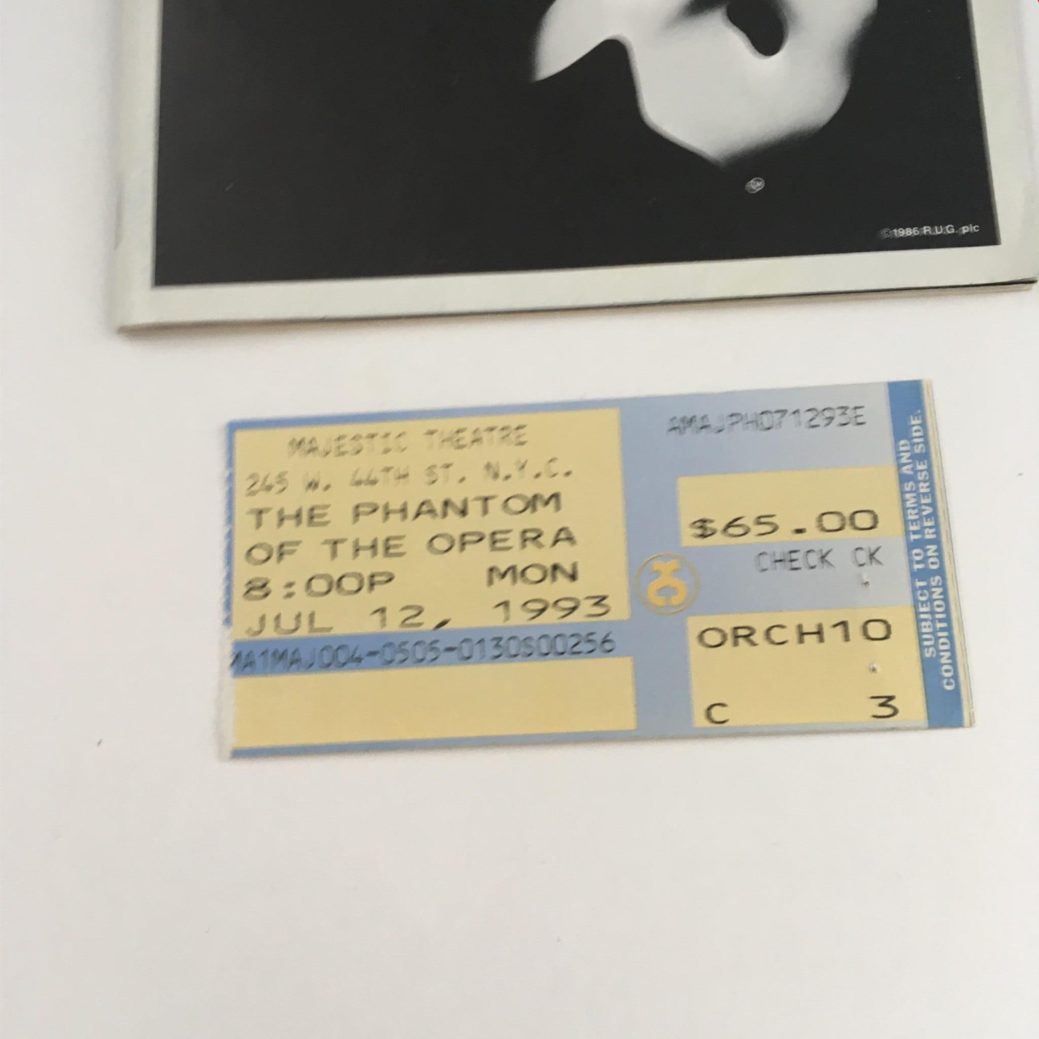 1993 Playbill The Phantom Of The Opera by Marcuss Lovett, Mary D'Arcy