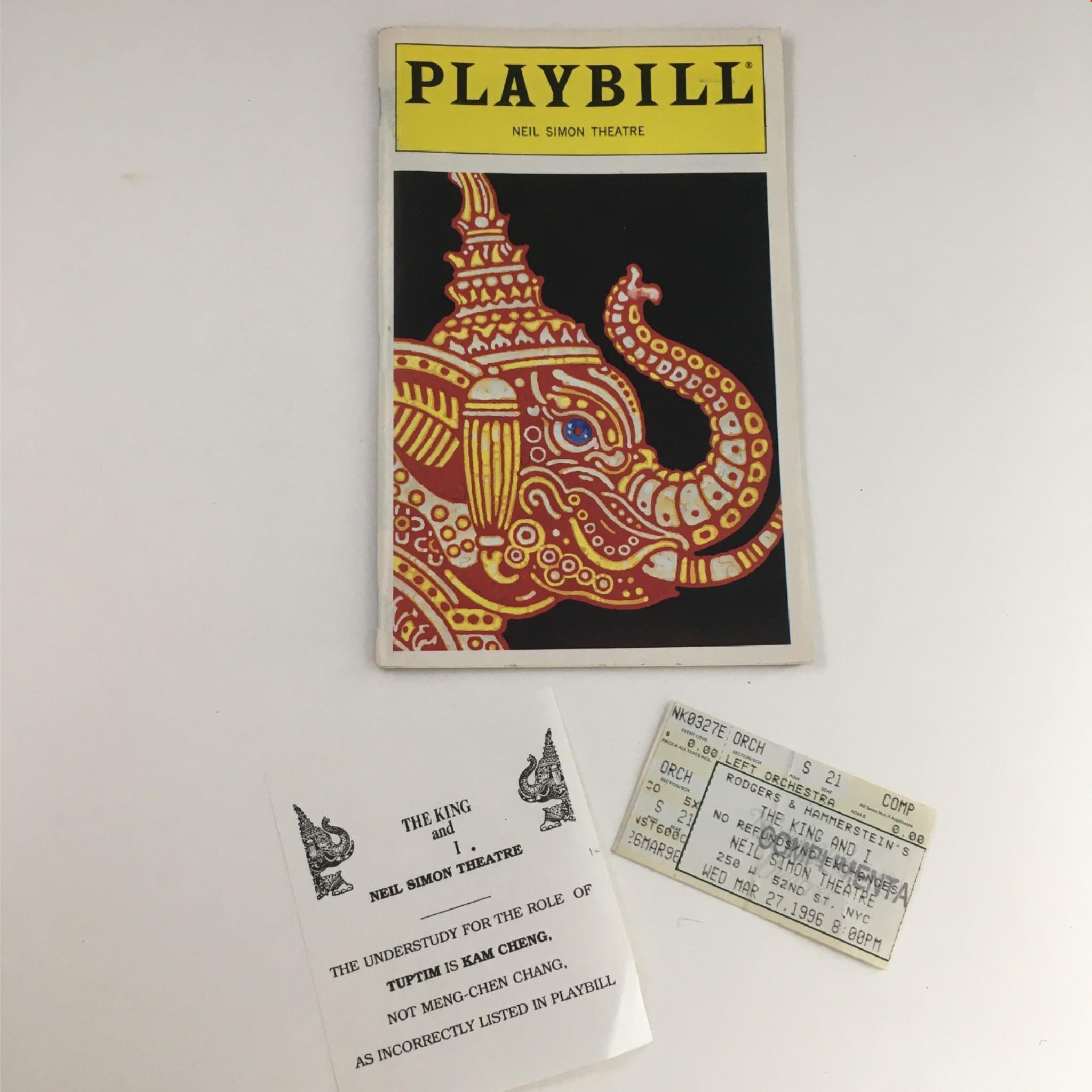 1996 Playbill The King and I by Donna Murphy, Lou Diamond Phillips