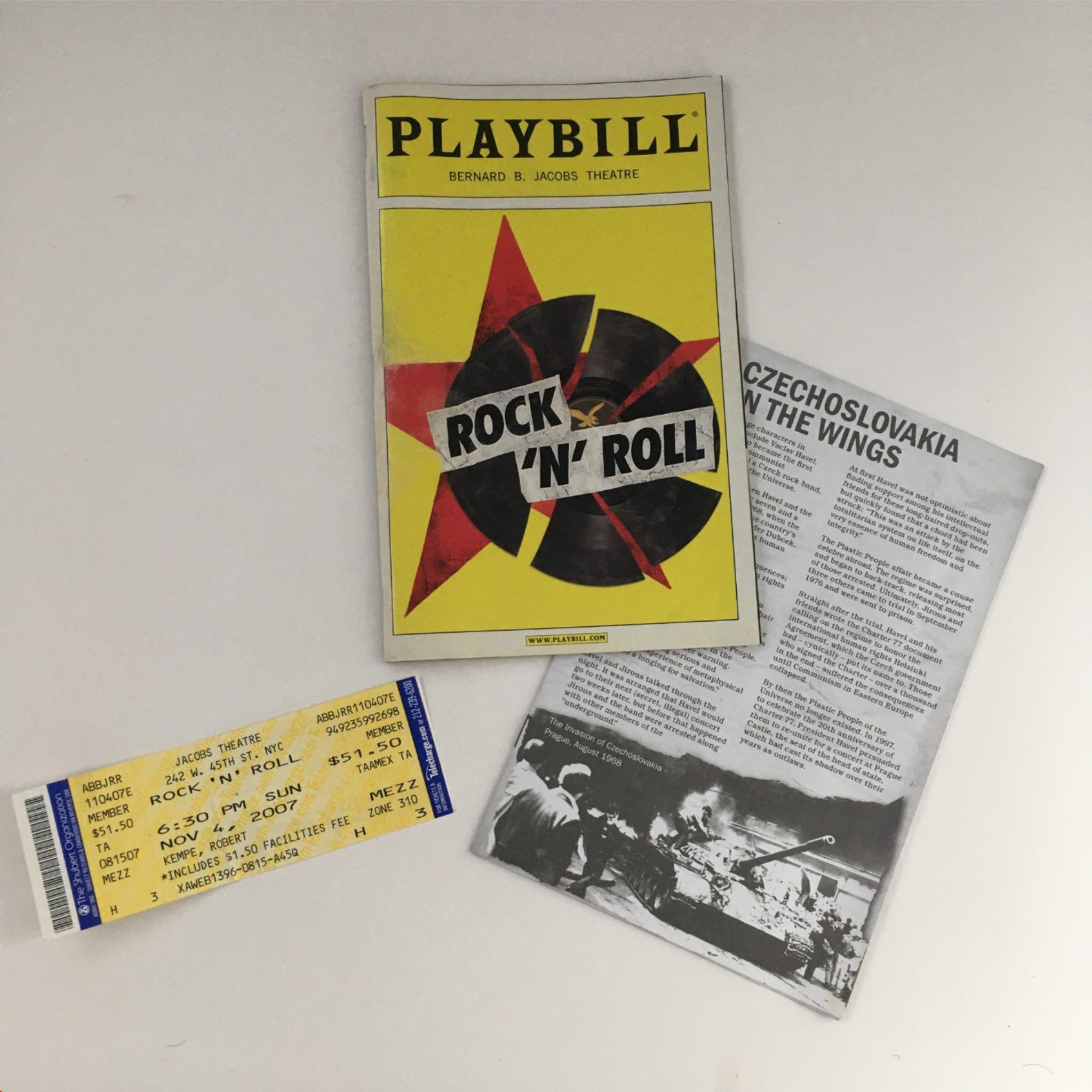 2007 Playbill Rock 'N' Roll Tom Stoppard, Trevor Nunn at Bernard Jacobs Theatre