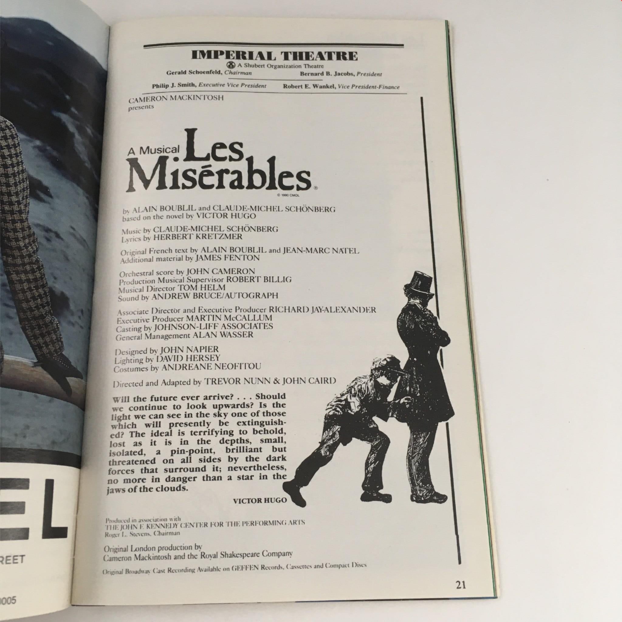 1995 Playbill Les Misérables by Victor Hugo, Cameron Mackintosh Imperial Theatre