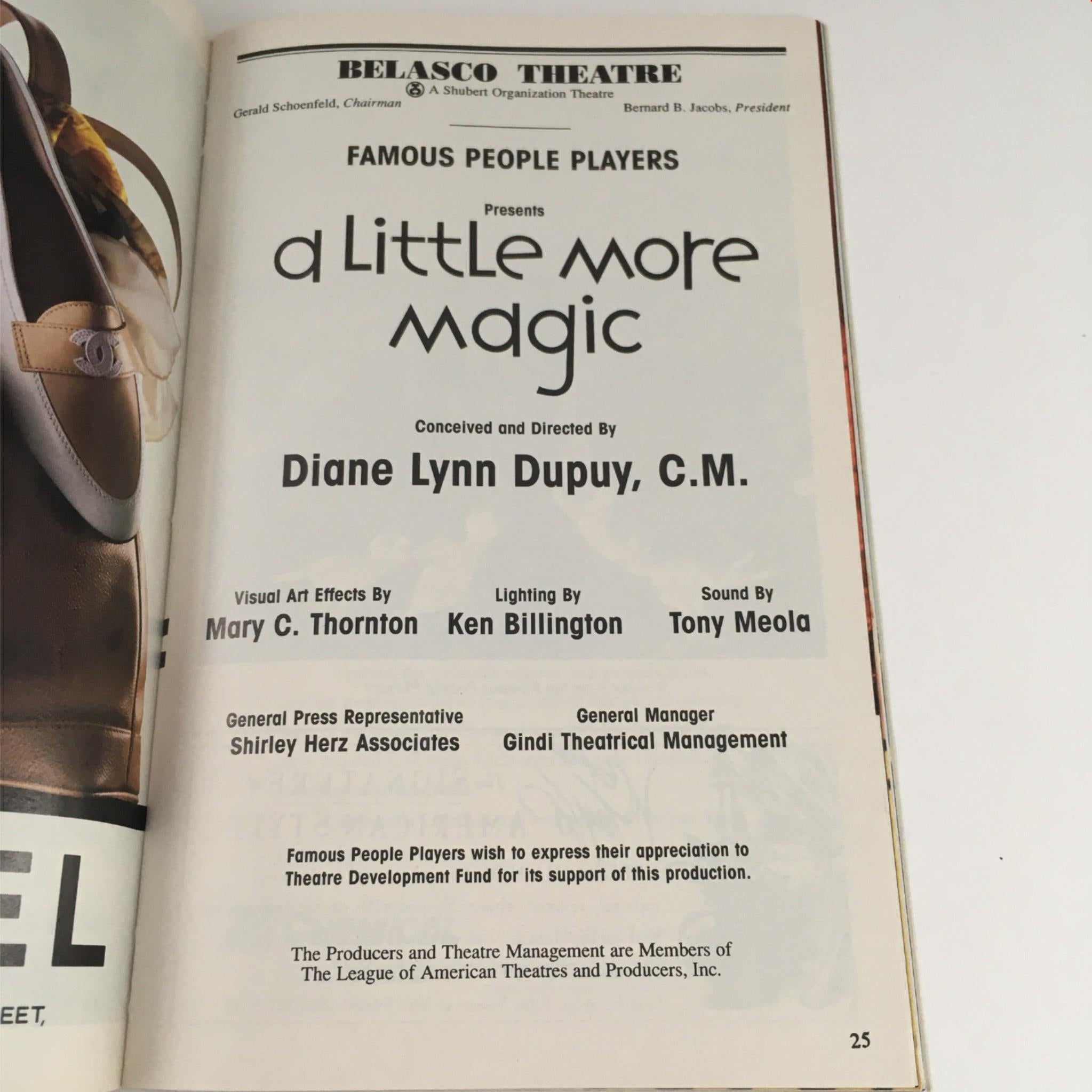 1994 Playbill A Little More Magic by Diane Lynn Dupuy at Belasco Theatre