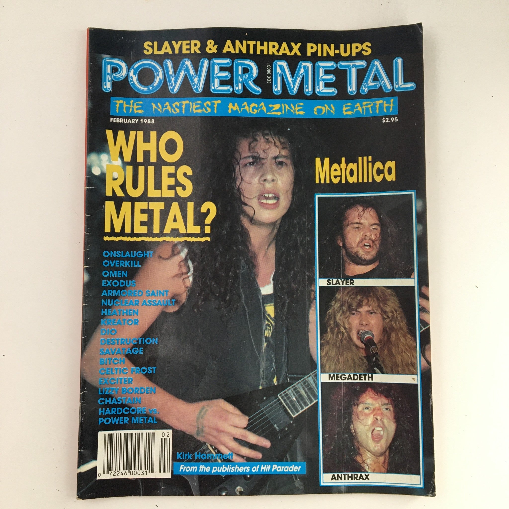 Hit Parader Power Metal February 1988 Metallica Kirk Hammett, w Poster No Label