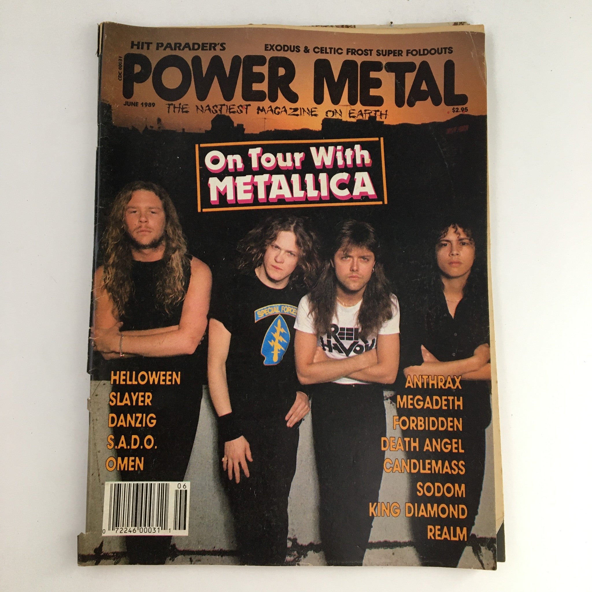 Cover of Hit Parader Power Metal June 1989 magazine featuring the headline 'On Tour With Metallica'. This issue includes notable metal band features and photos.
