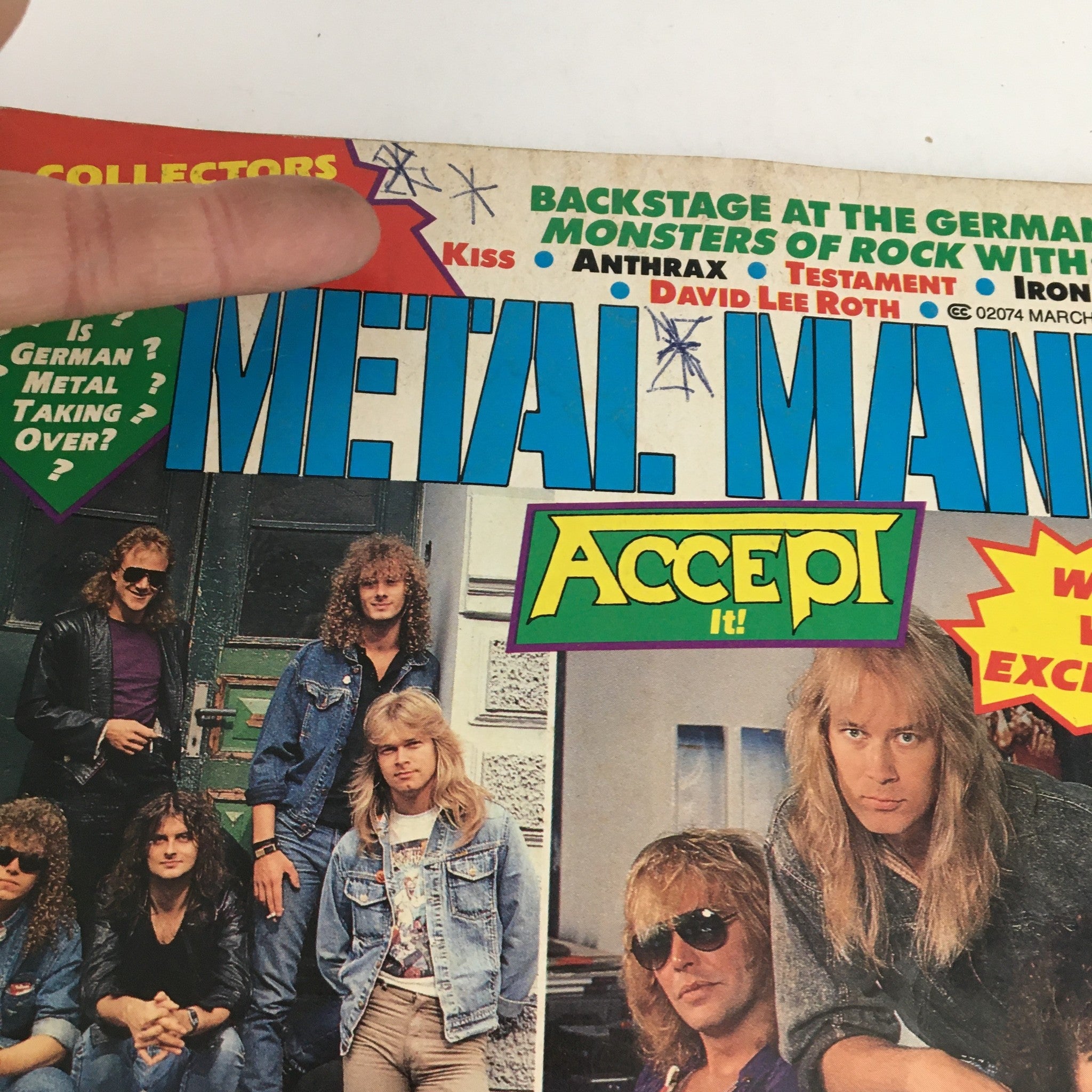 Metal Mania Magazine March 1989 Beth Nussbaum, Eddie Malluk, w Poster No Label