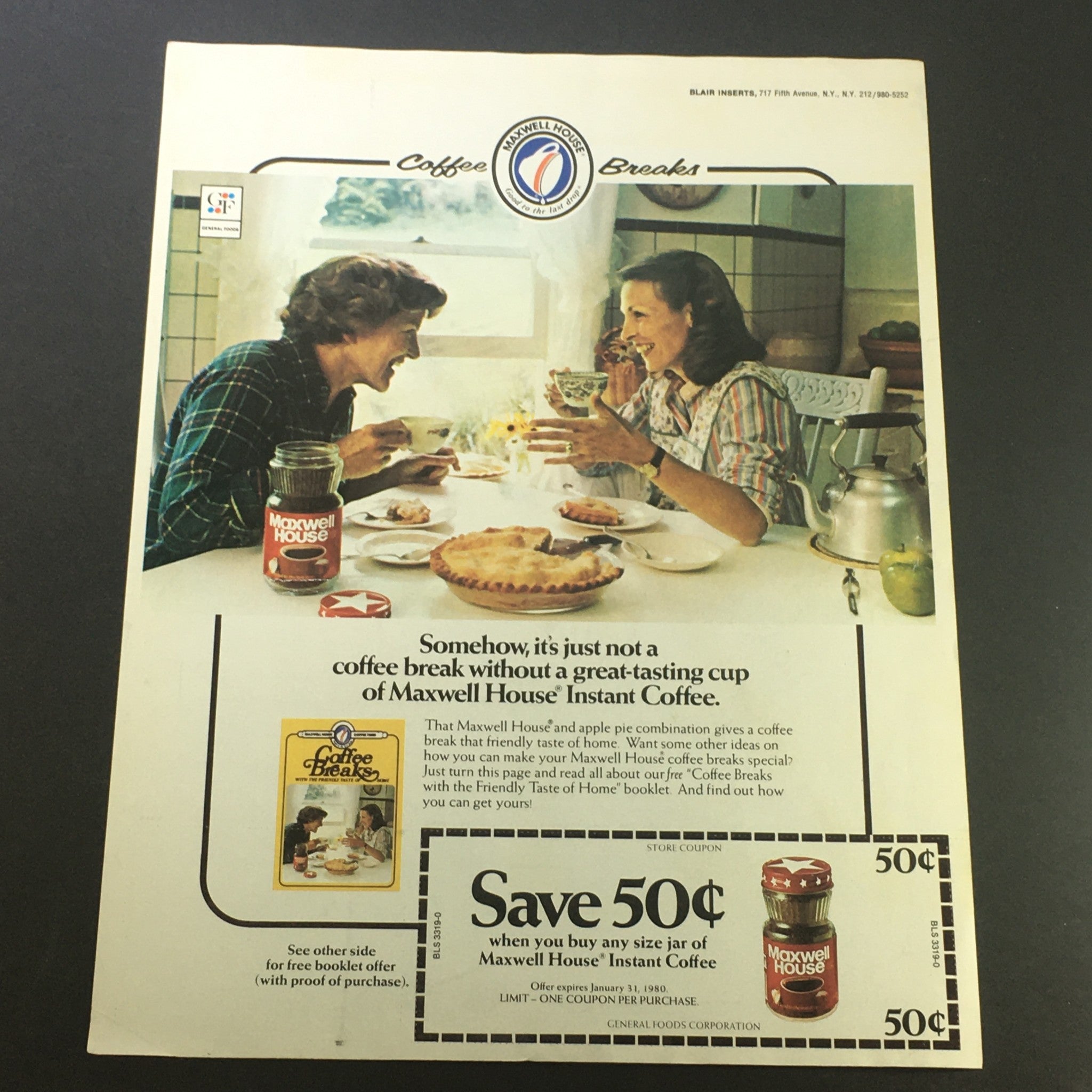 VTG Retro 1980 Maxwell House Instant Coffee & Taste of Home Coffee Breaks Coupon