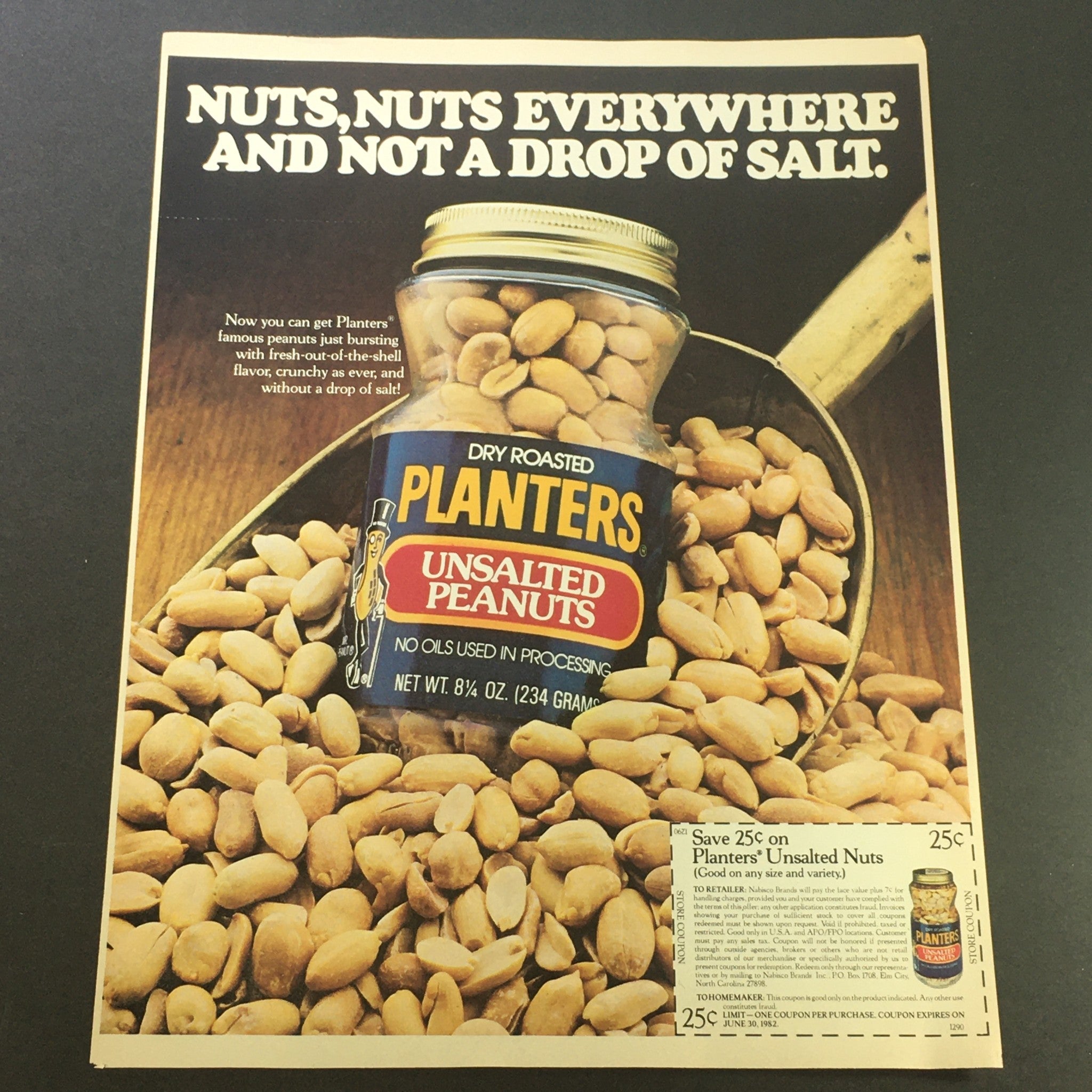 VTG Retro 1982 Planters Dry Roasted Unsalted Nuts & Dial Deodorizing Soap Coupon