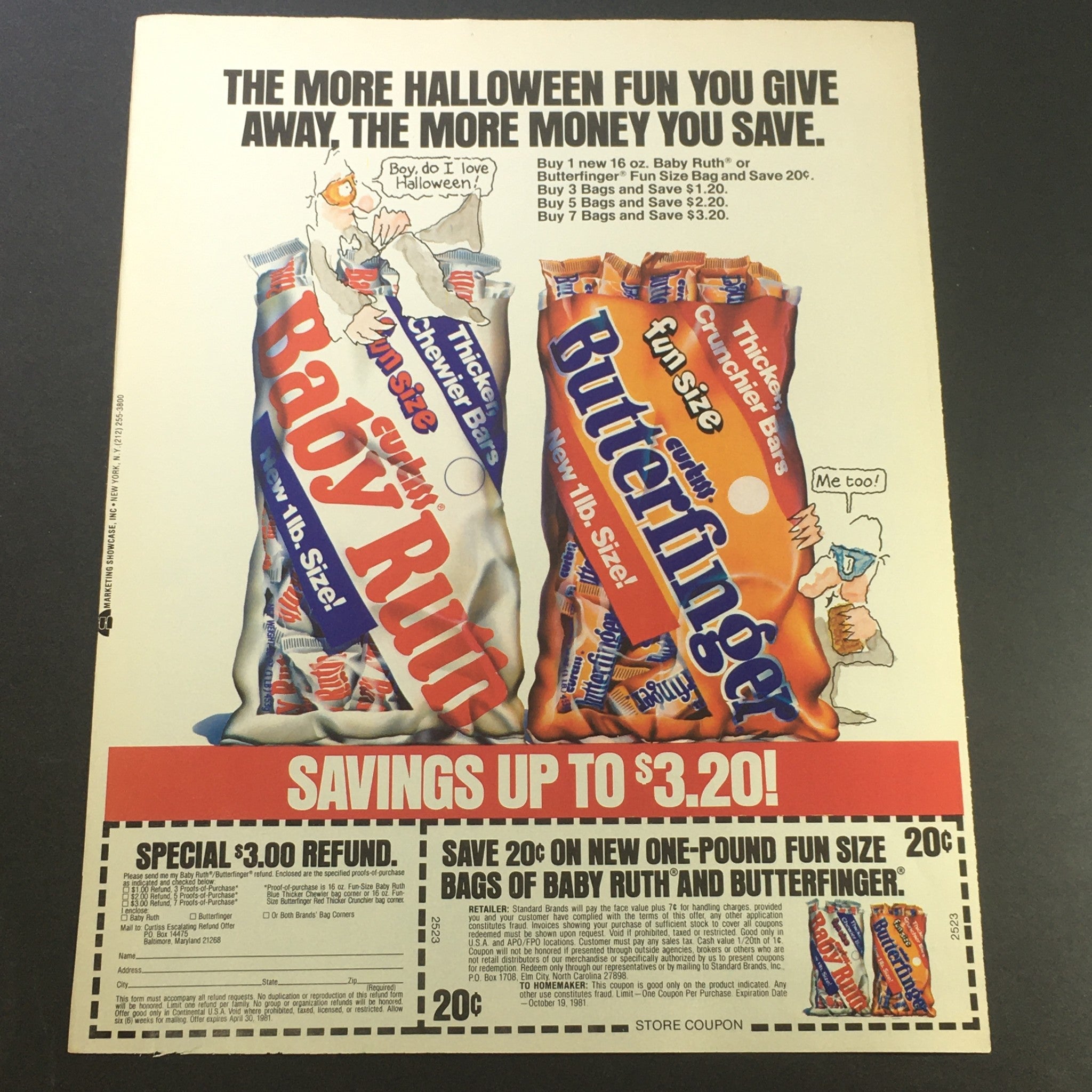 VTG 1981 Curtiss' Baby Ruth Chocolate Bar & Butterfinger Chocolate Bar Ad Coupon