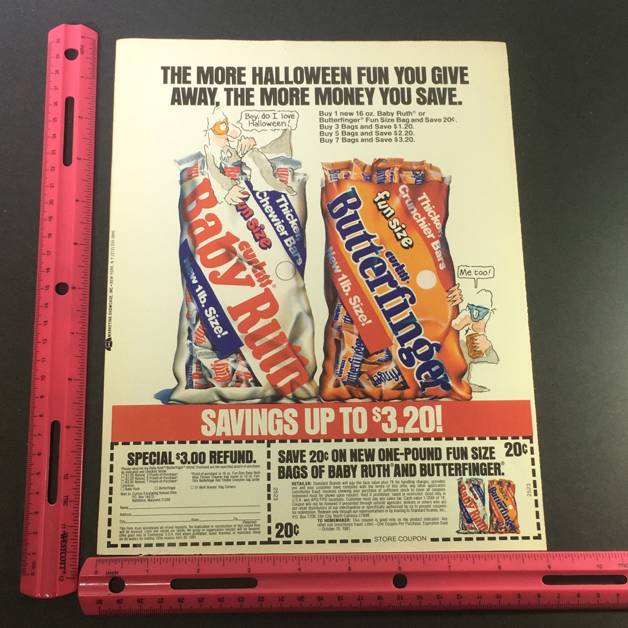 VTG 1981 Curtiss' Baby Ruth Chocolate Bar & Butterfinger Chocolate Bar Ad Coupon