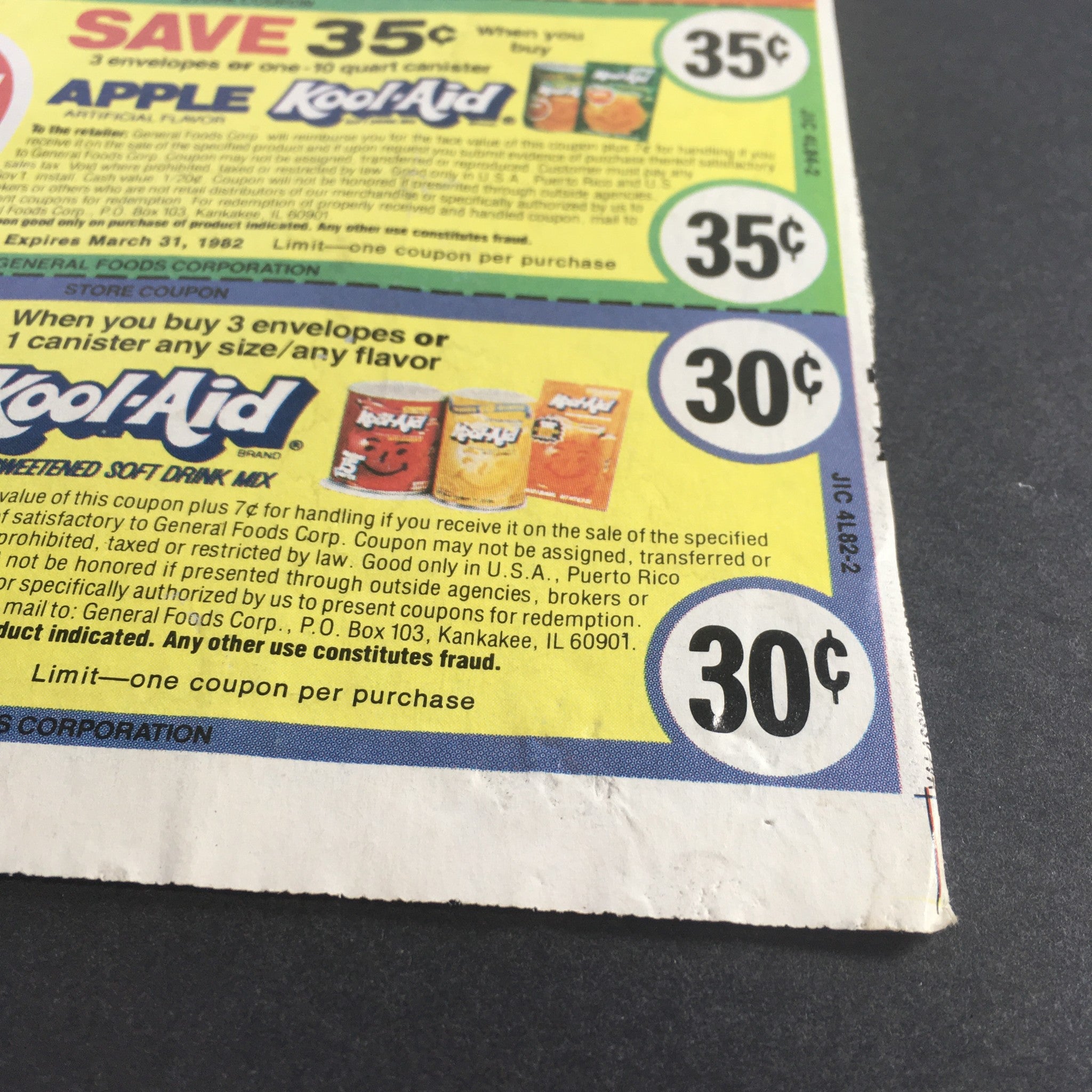 VTG 1982 Kool-Aid Apple Artificial Sugar-Sweetened Flavor Soft Drink Mix Coupon