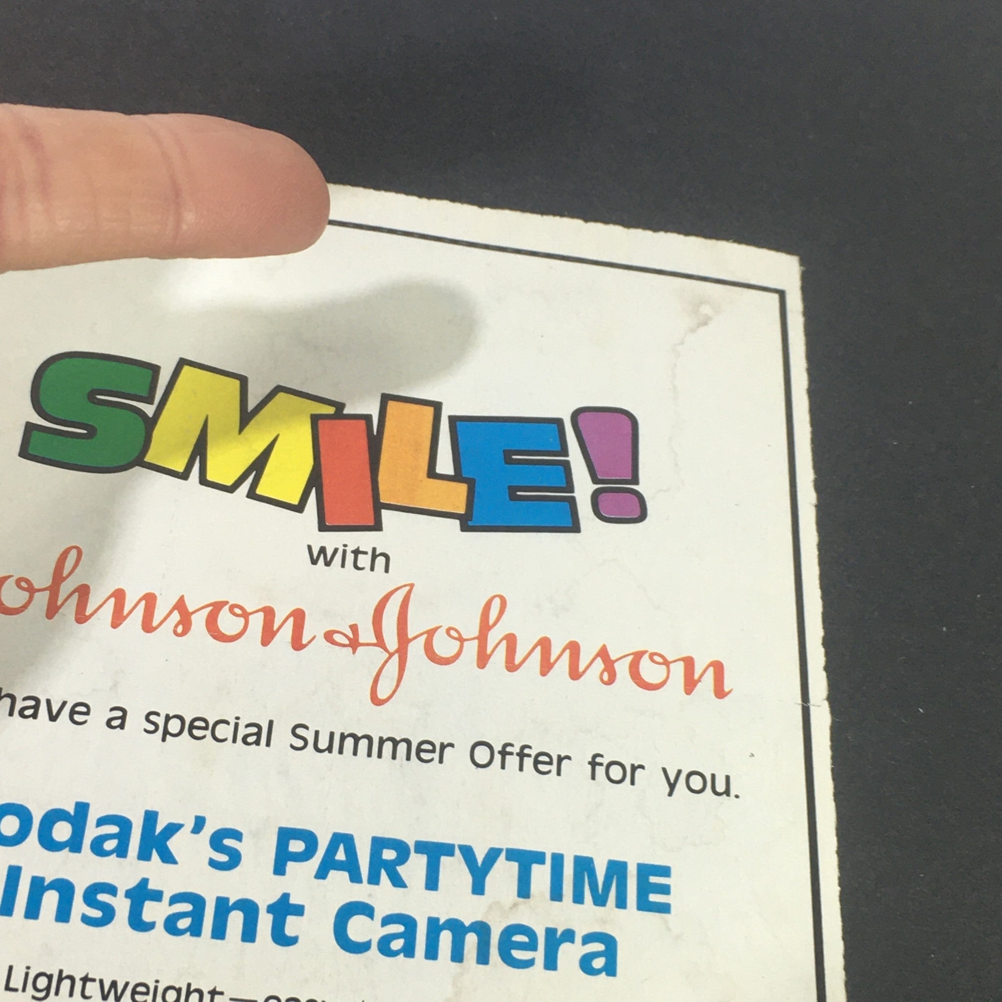 VTG 1981 Kodak's Partytime Instant Camera Johnson & Johnson Baby Products Coupon